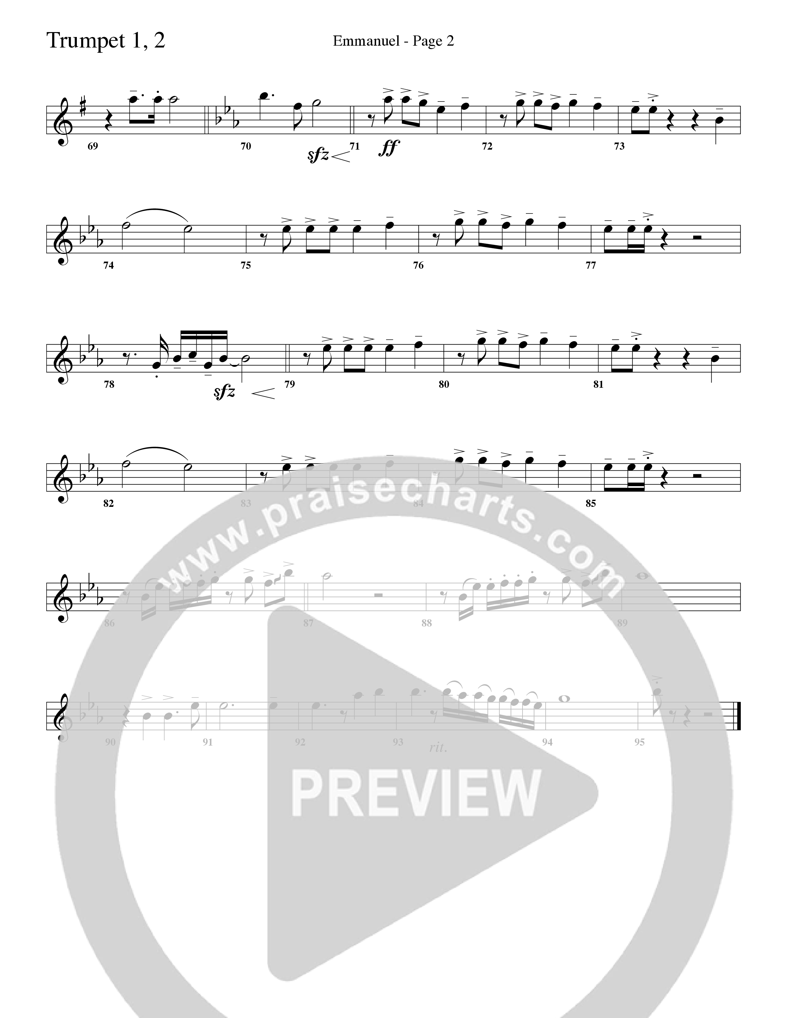 Emmanuel (Choral Anthem SATB) Trumpet 1,2 (Word Music Choral / Arr. Russell Mauldin)