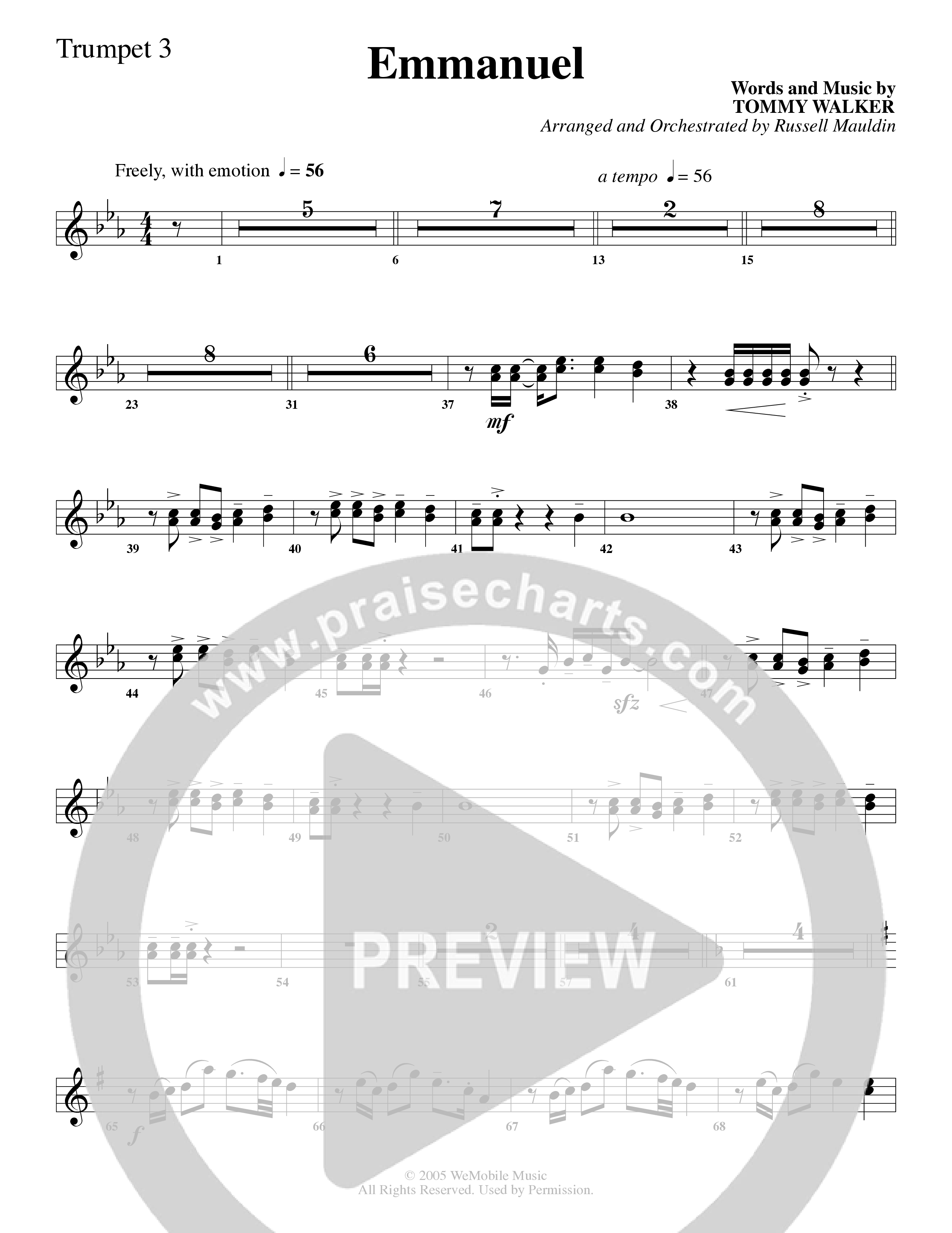 Emmanuel (Choral Anthem SATB) Trumpet 3 (Word Music Choral / Arr. Russell Mauldin)
