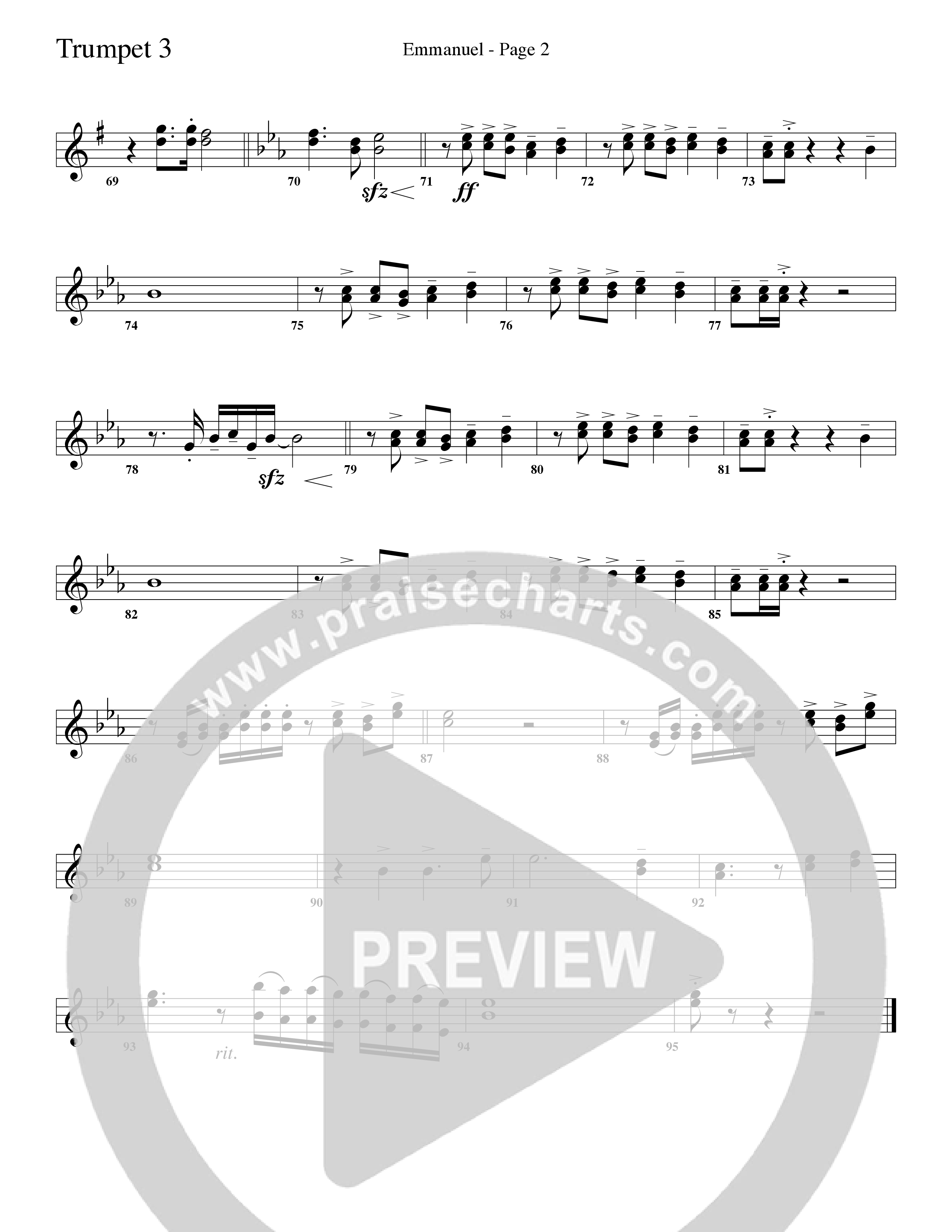 Emmanuel (Choral Anthem SATB) Trumpet 3 (Word Music Choral / Arr. Russell Mauldin)