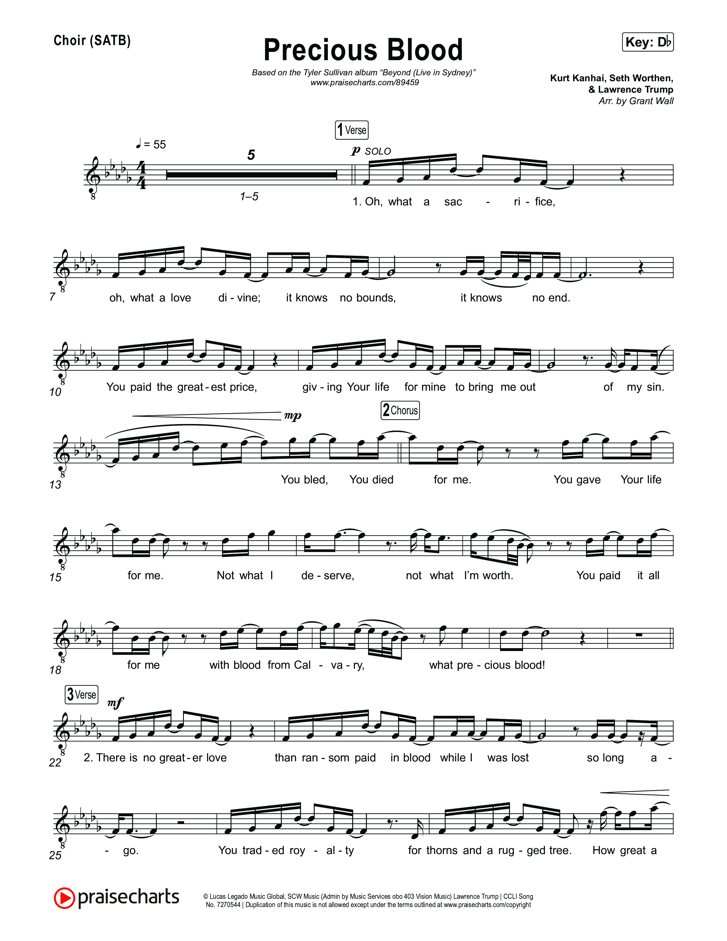 Precious Blood Choir Sheet (SATB) (Tyler Sullivan)