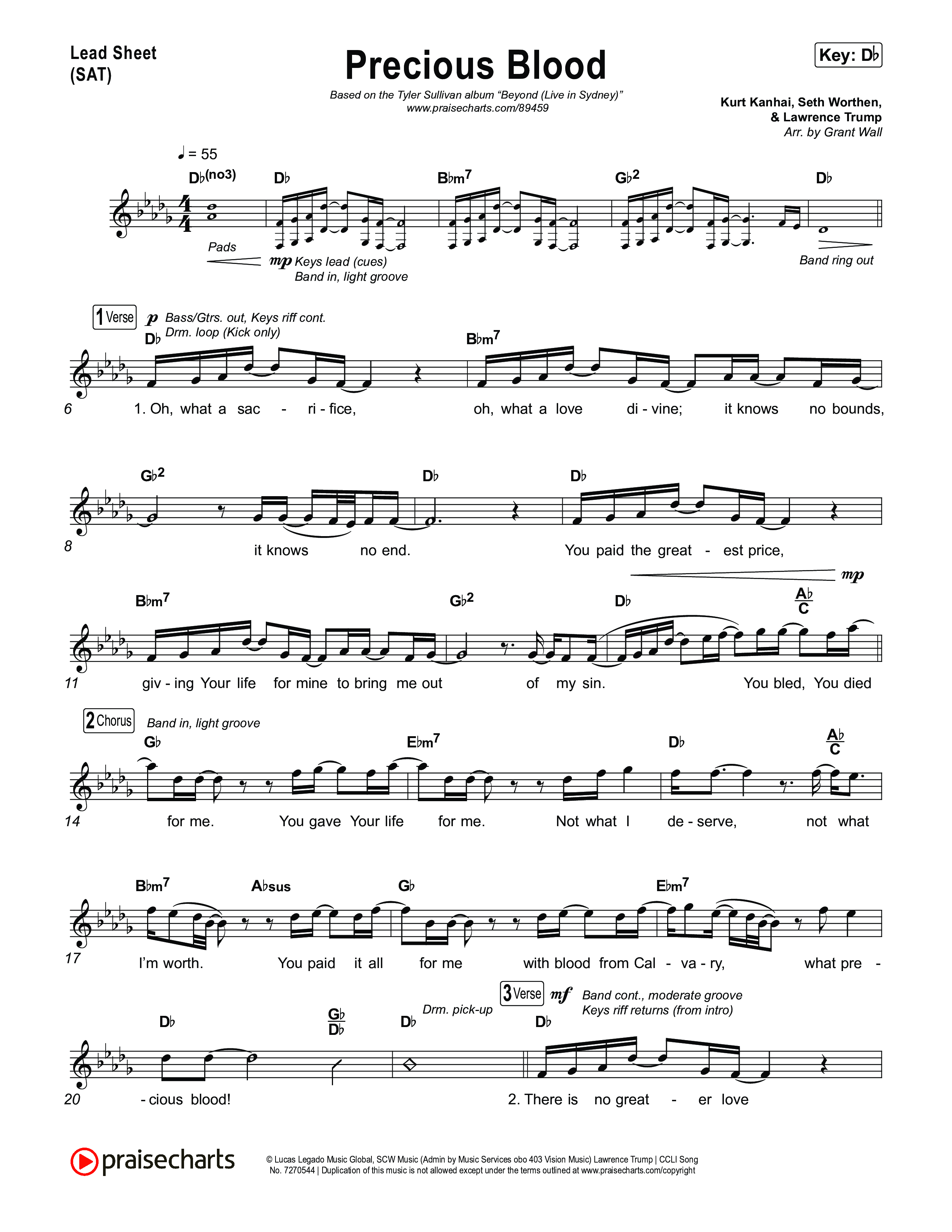 Precious Blood Lead Sheet (SAT) (Tyler Sullivan)