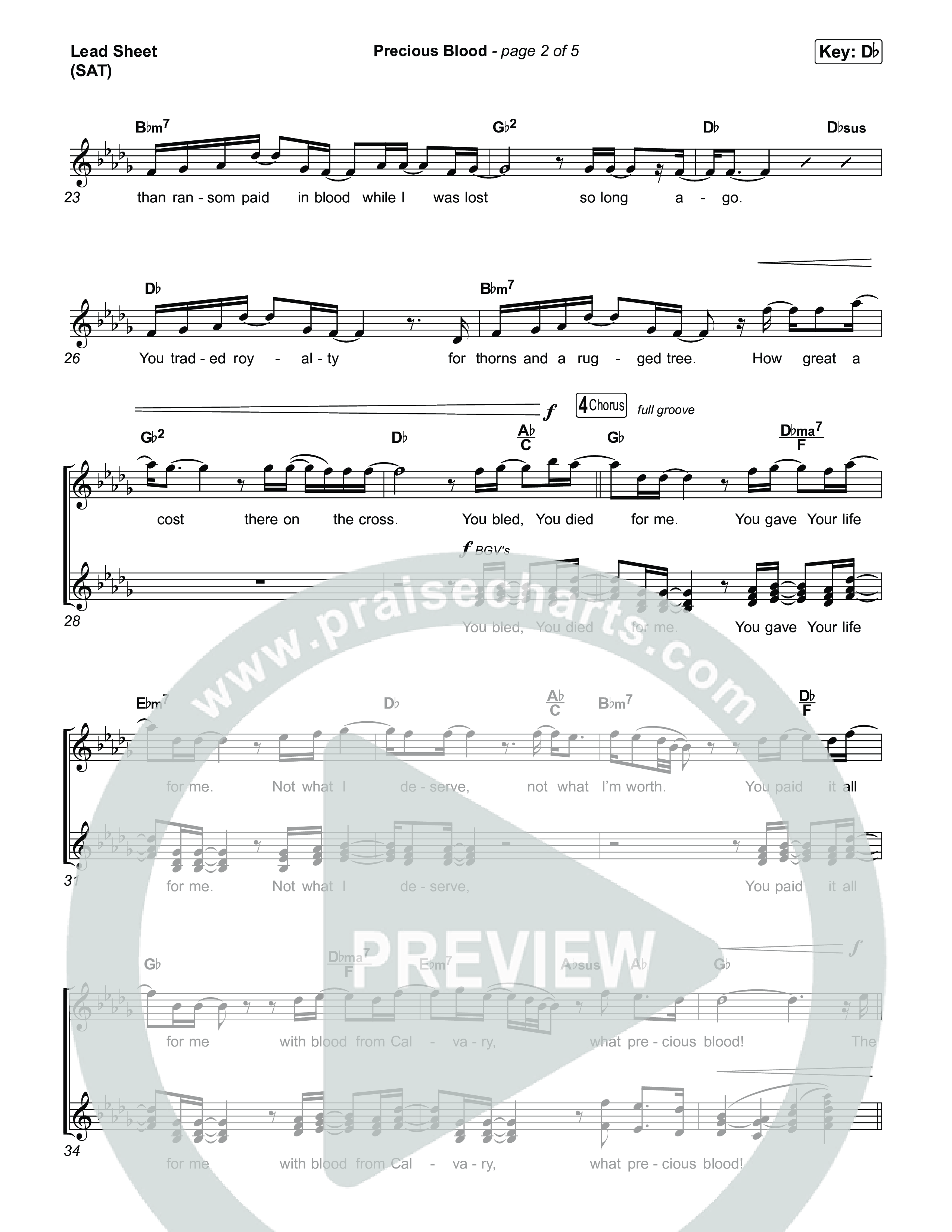 Precious Blood Lead Sheet (SAT) (Tyler Sullivan)