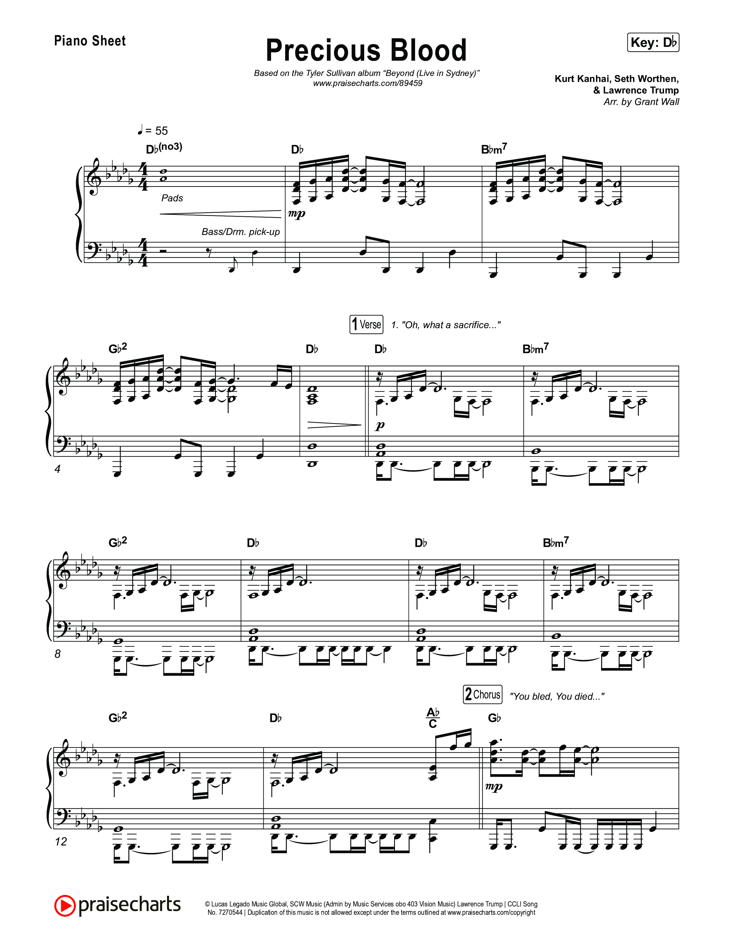 Precious Blood Piano Sheet (Tyler Sullivan)