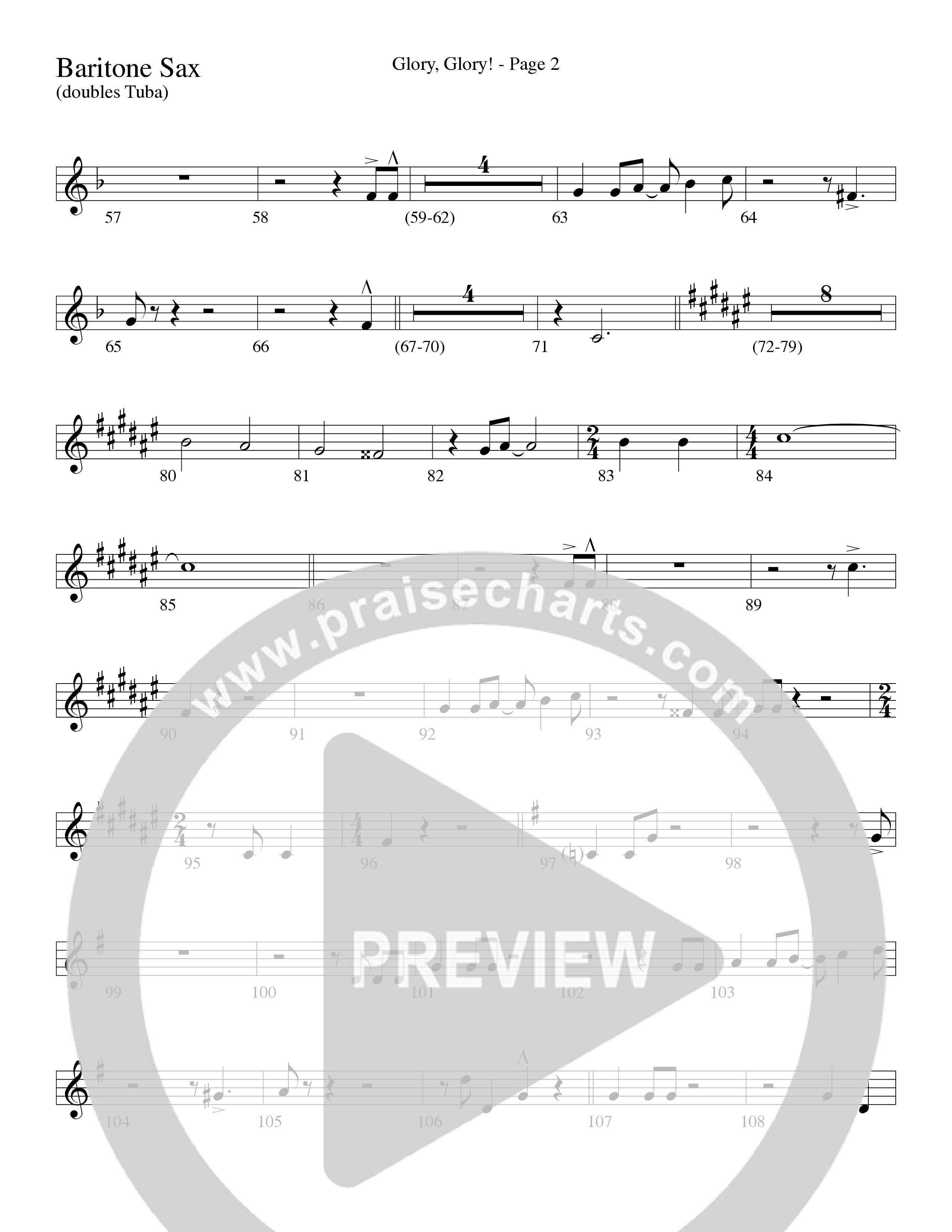 Glory Glory (Choral Anthem SATB) Bari Sax (Word Music Choral / Arr. David Clydesdale)