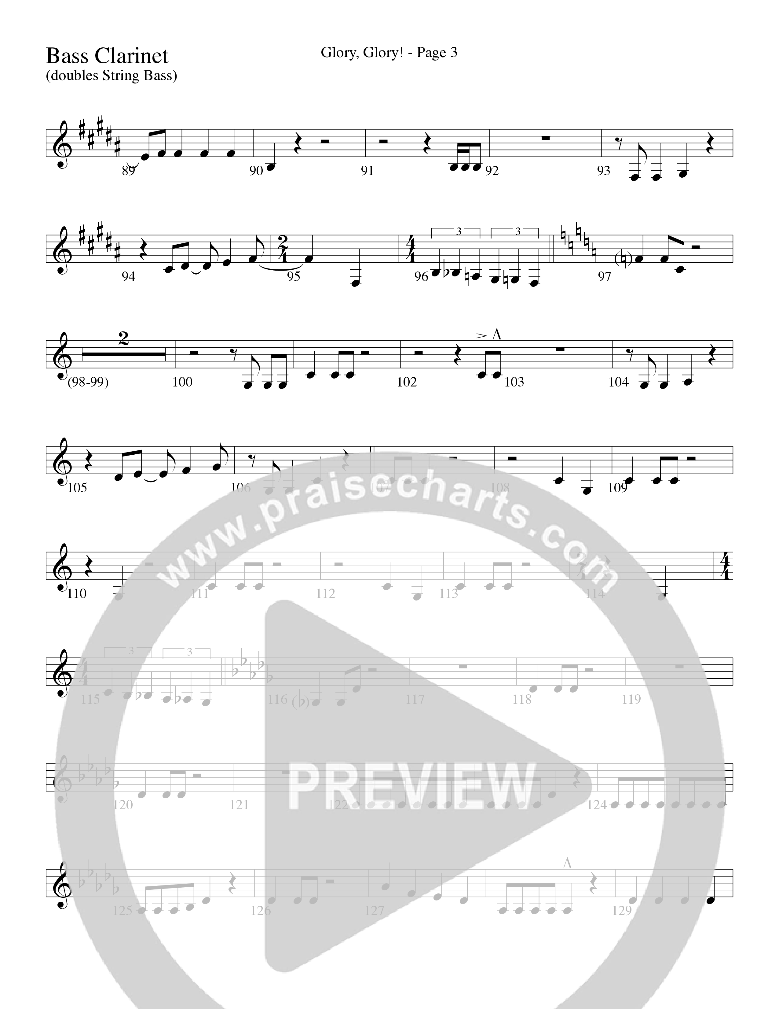 Glory Glory (Choral Anthem SATB) Bass Clarinet (Word Music Choral / Arr. David Clydesdale)