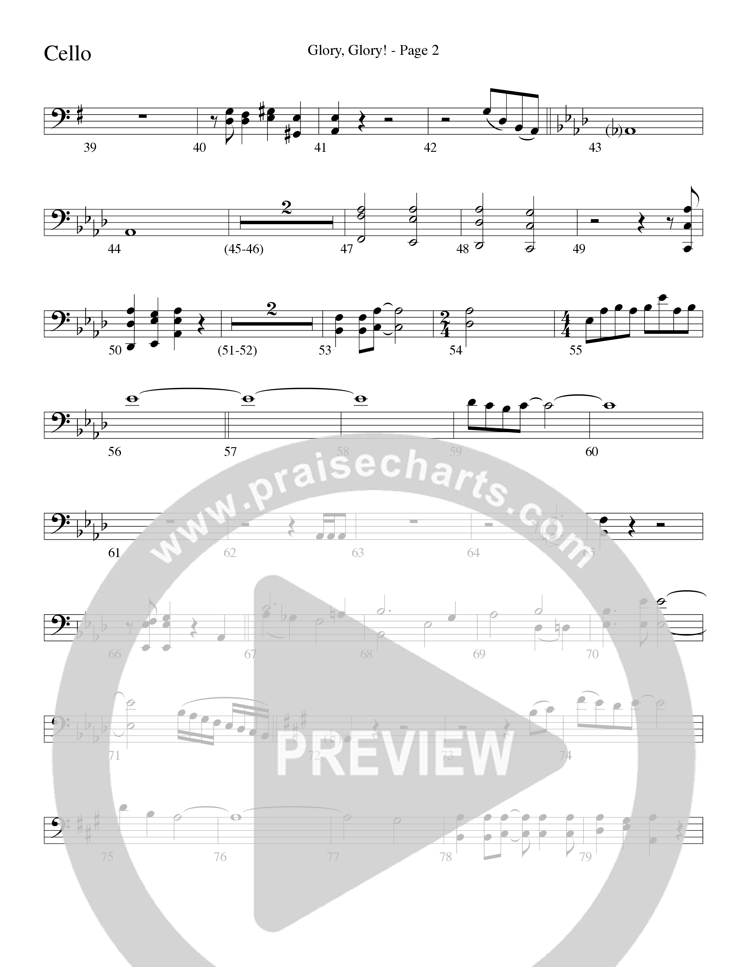 Glory Glory (Choral Anthem SATB) Cello (Word Music Choral / Arr. David Clydesdale)