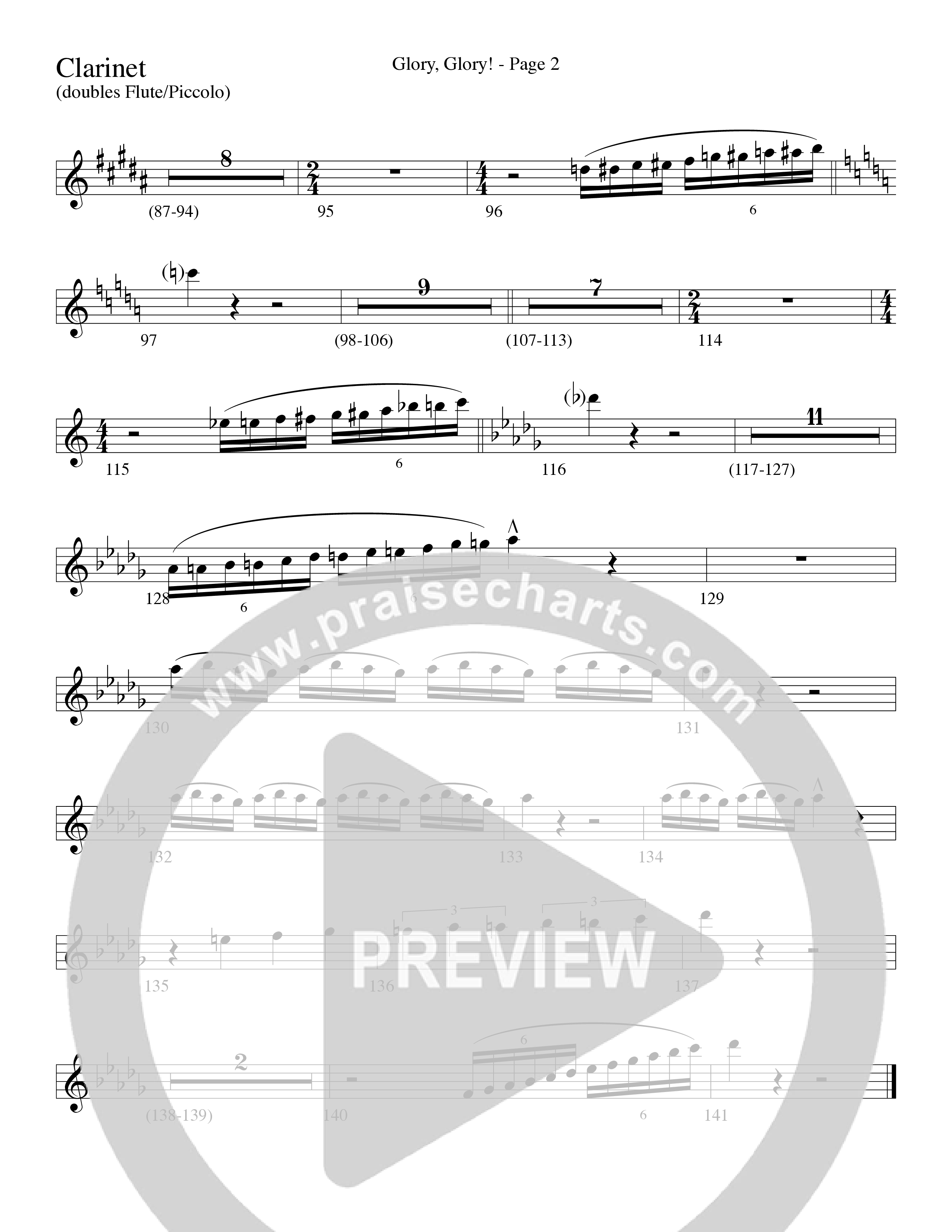 Glory Glory (Choral Anthem SATB) Clarinet (Word Music Choral / Arr. David Clydesdale)