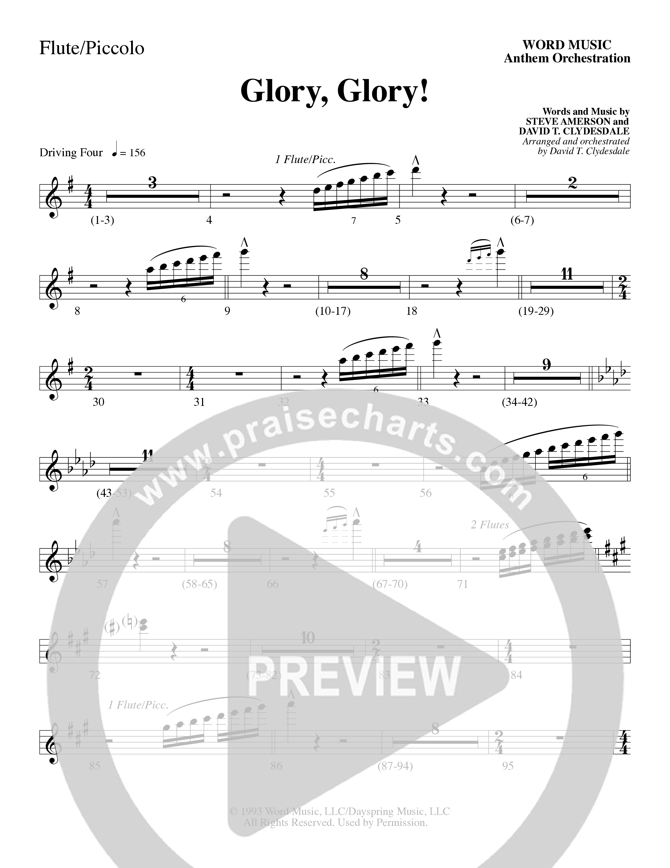 Glory Glory (Choral Anthem SATB) Flute/Piccolo (Word Music Choral / Arr. David Clydesdale)