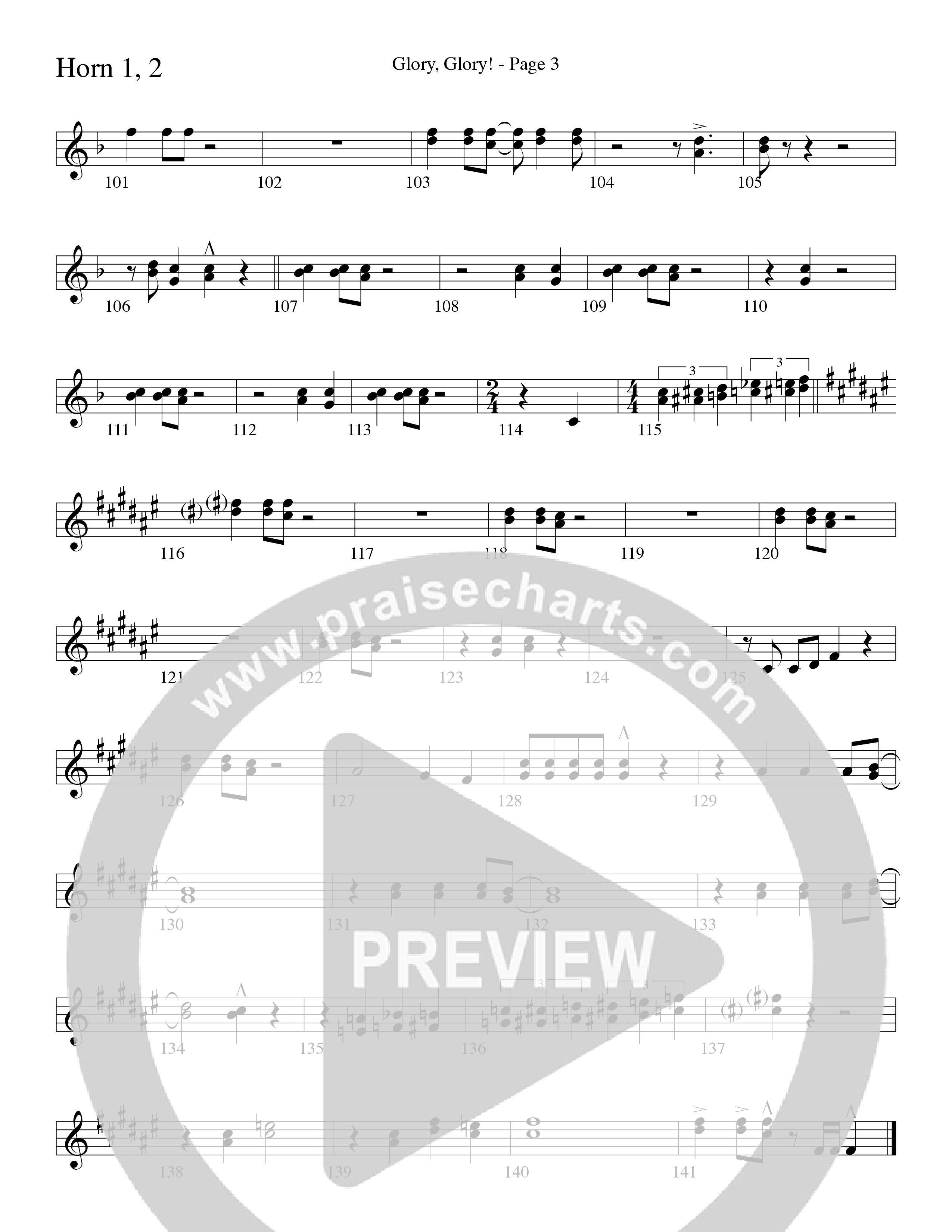 Glory Glory (Choral Anthem SATB) French Horn 1/2 (Word Music Choral / Arr. David Clydesdale)