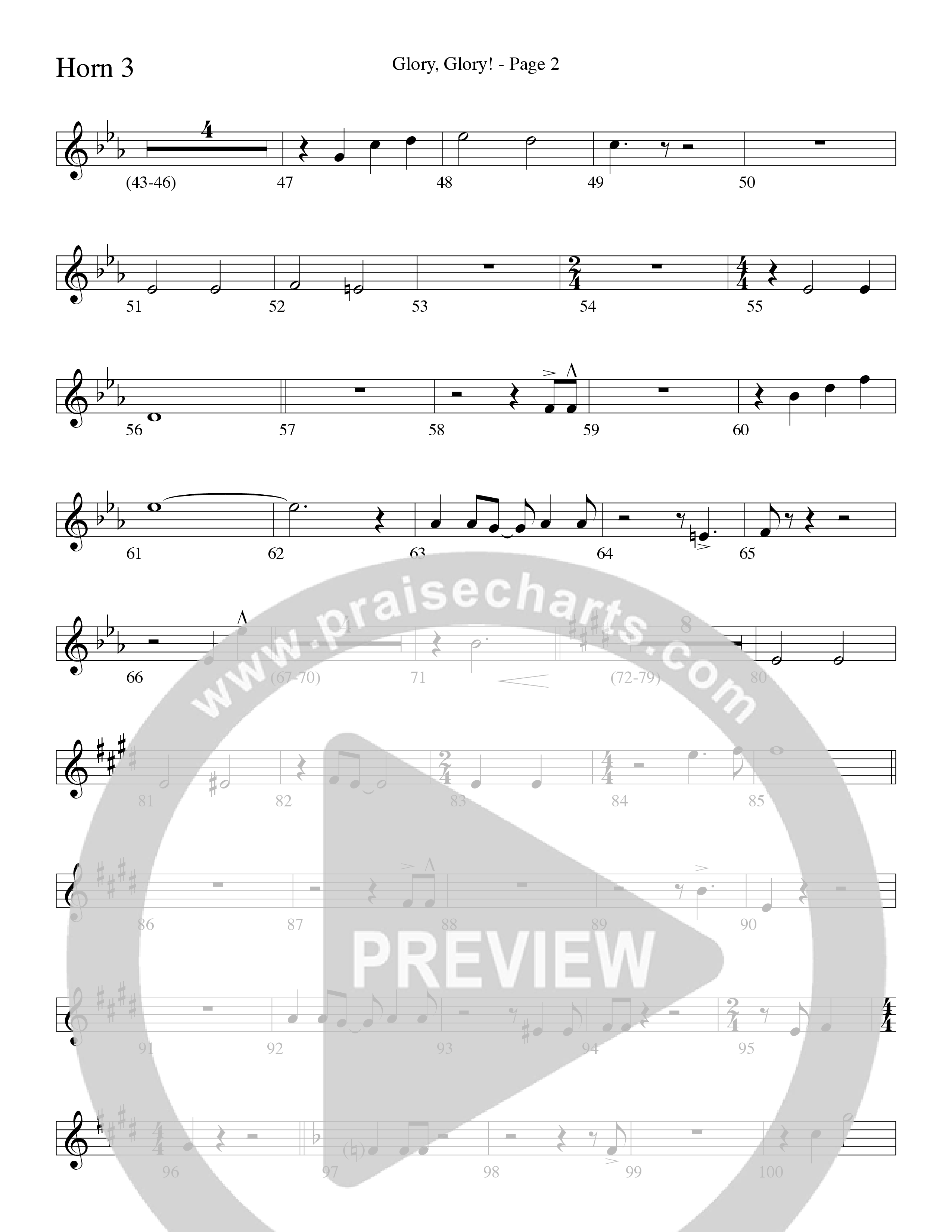 Glory Glory (Choral Anthem SATB) French Horn 3 (Word Music Choral / Arr. David Clydesdale)