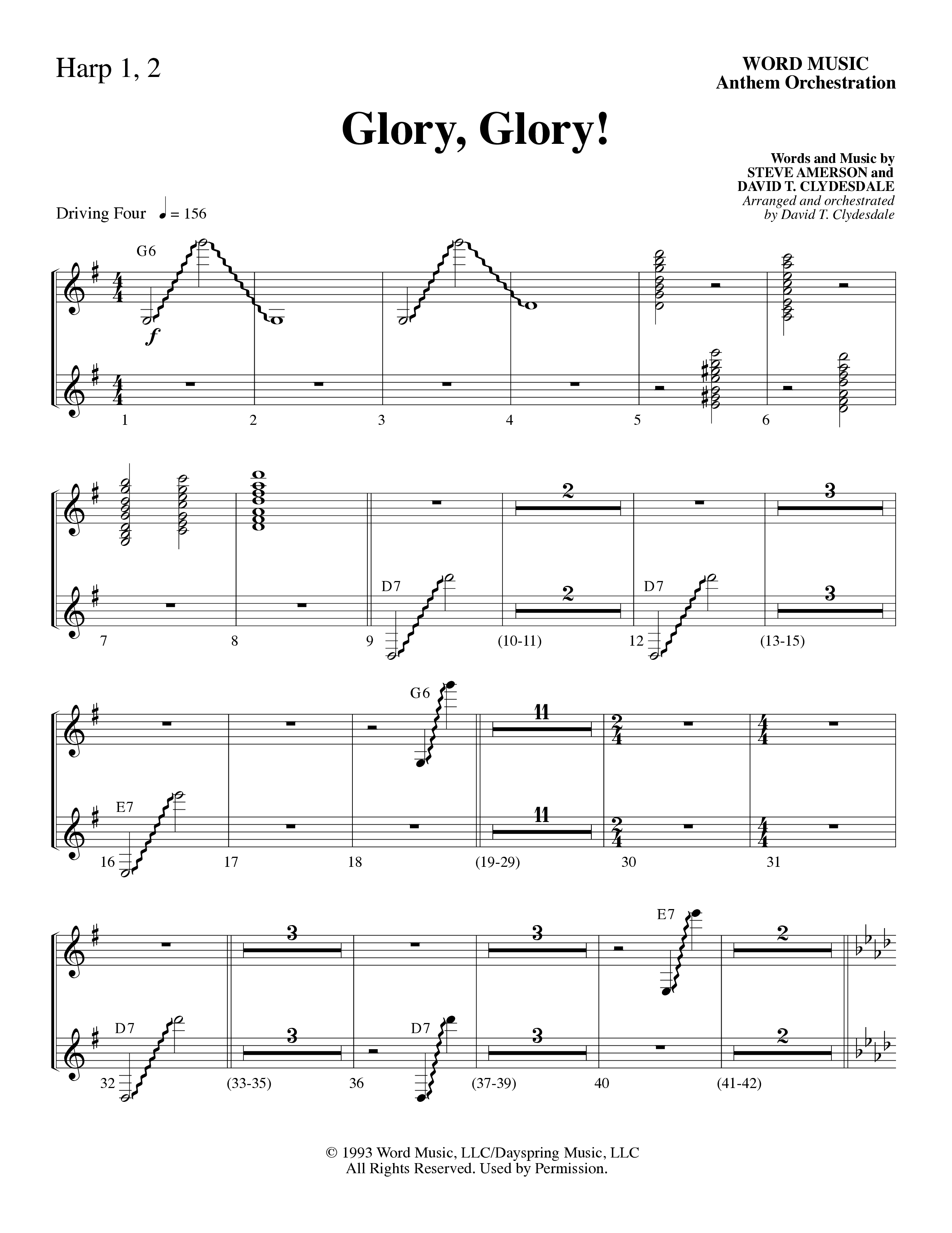 Glory Glory (Choral Anthem SATB) Harp (Word Music Choral / Arr. David Clydesdale)