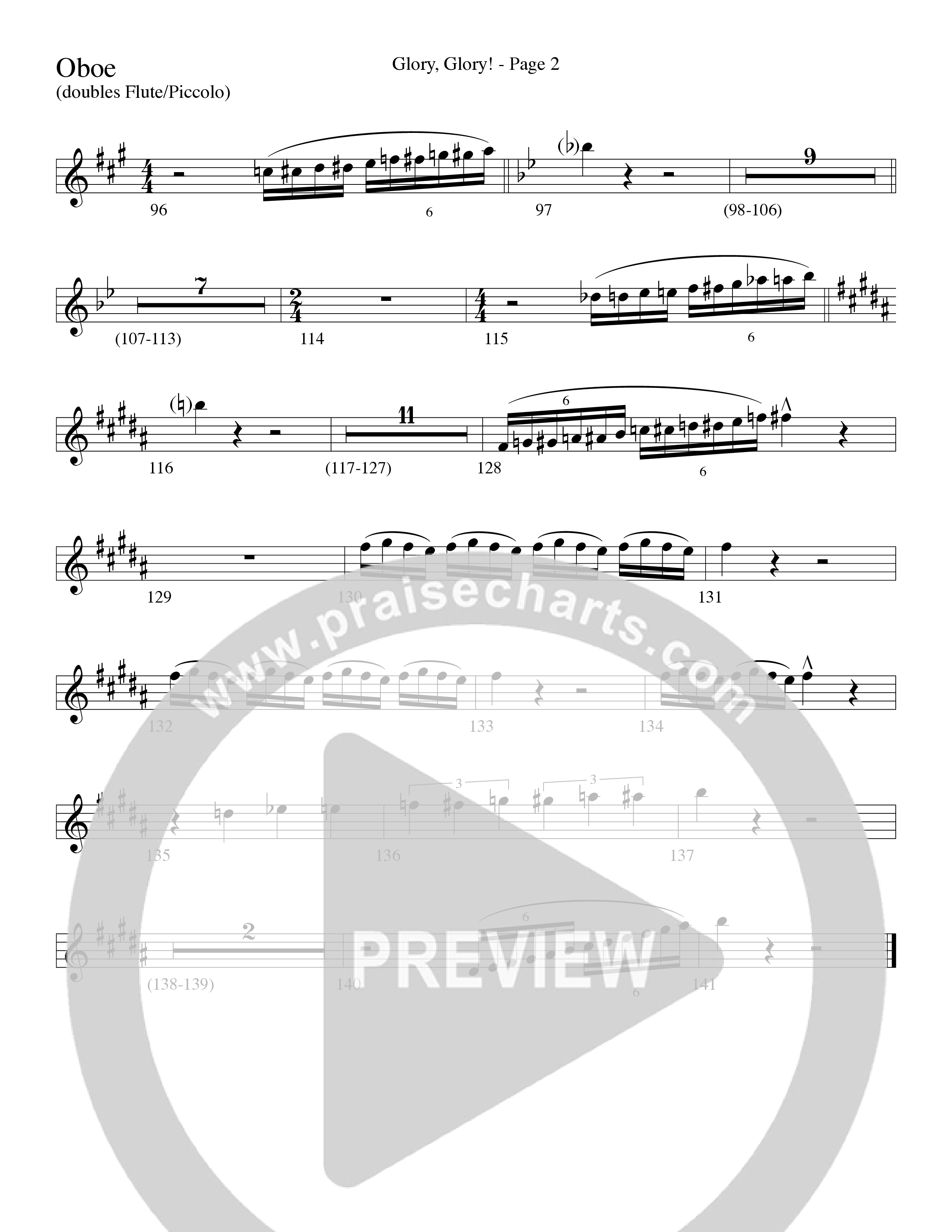 Glory Glory (Choral Anthem SATB) Oboe (Word Music Choral / Arr. David Clydesdale)
