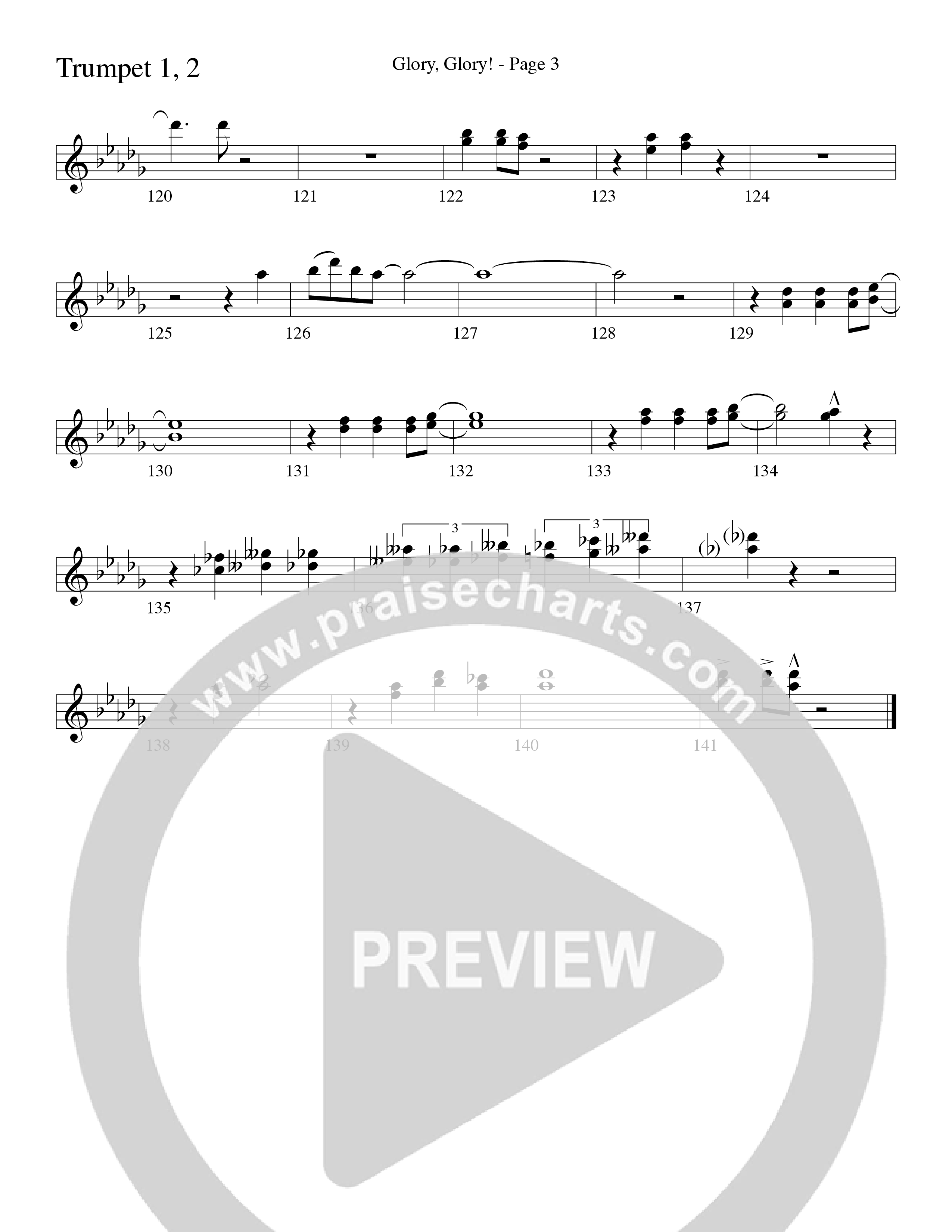 Glory Glory (Choral Anthem SATB) Trumpet 1,2 (Word Music Choral / Arr. David Clydesdale)