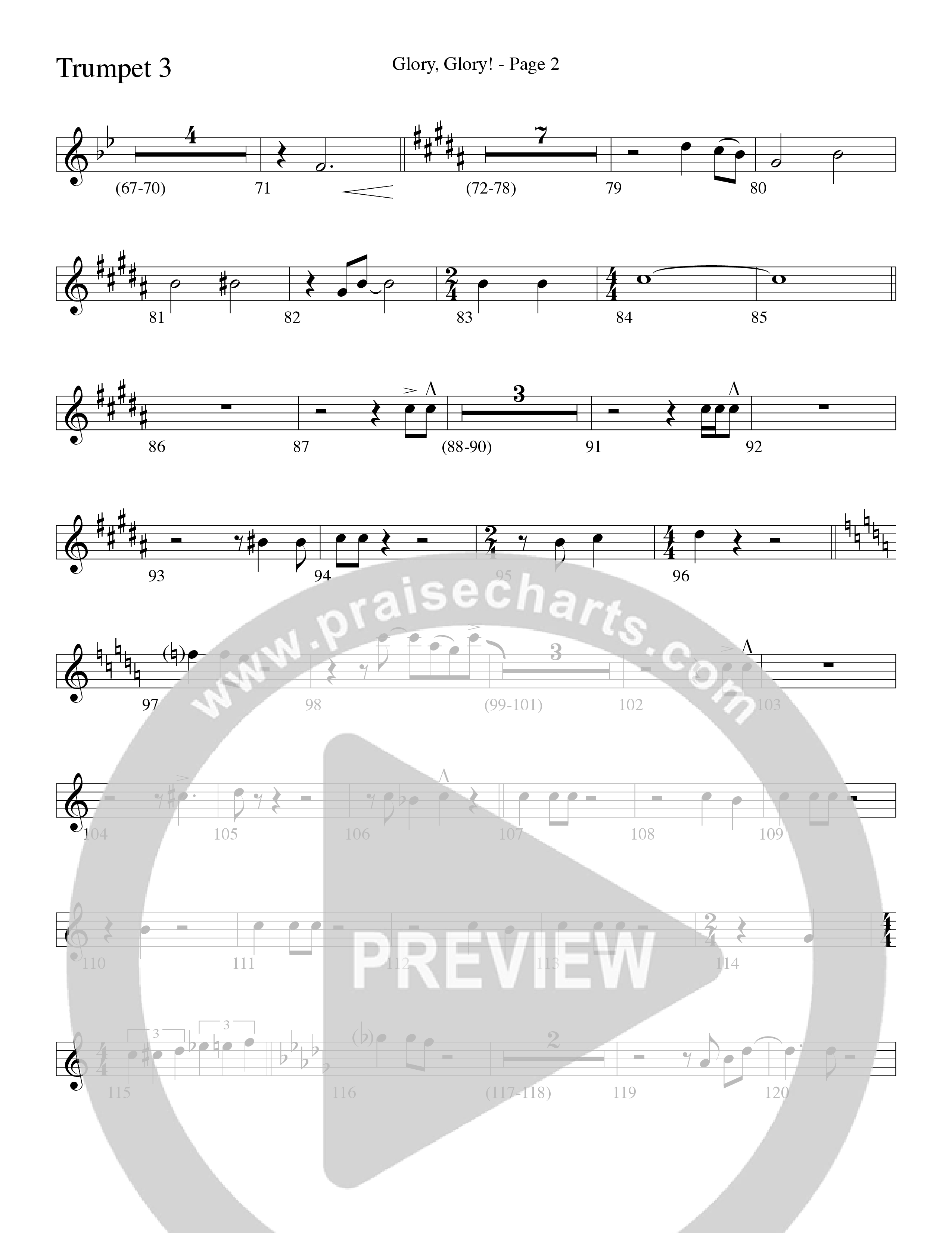 Glory Glory (Choral Anthem SATB) Trumpet 3 (Word Music Choral / Arr. David Clydesdale)