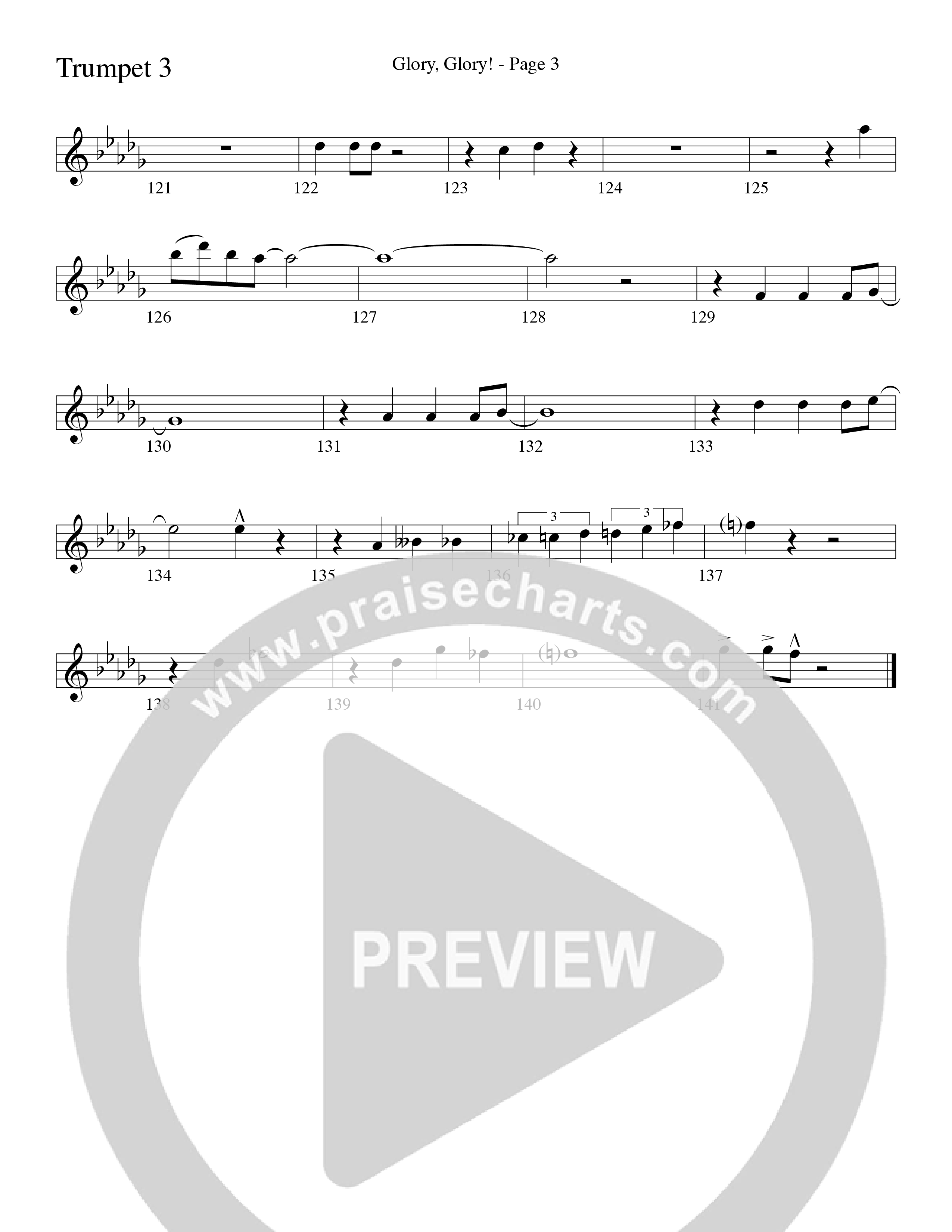 Glory Glory (Choral Anthem SATB) Trumpet 3 (Word Music Choral / Arr. David Clydesdale)