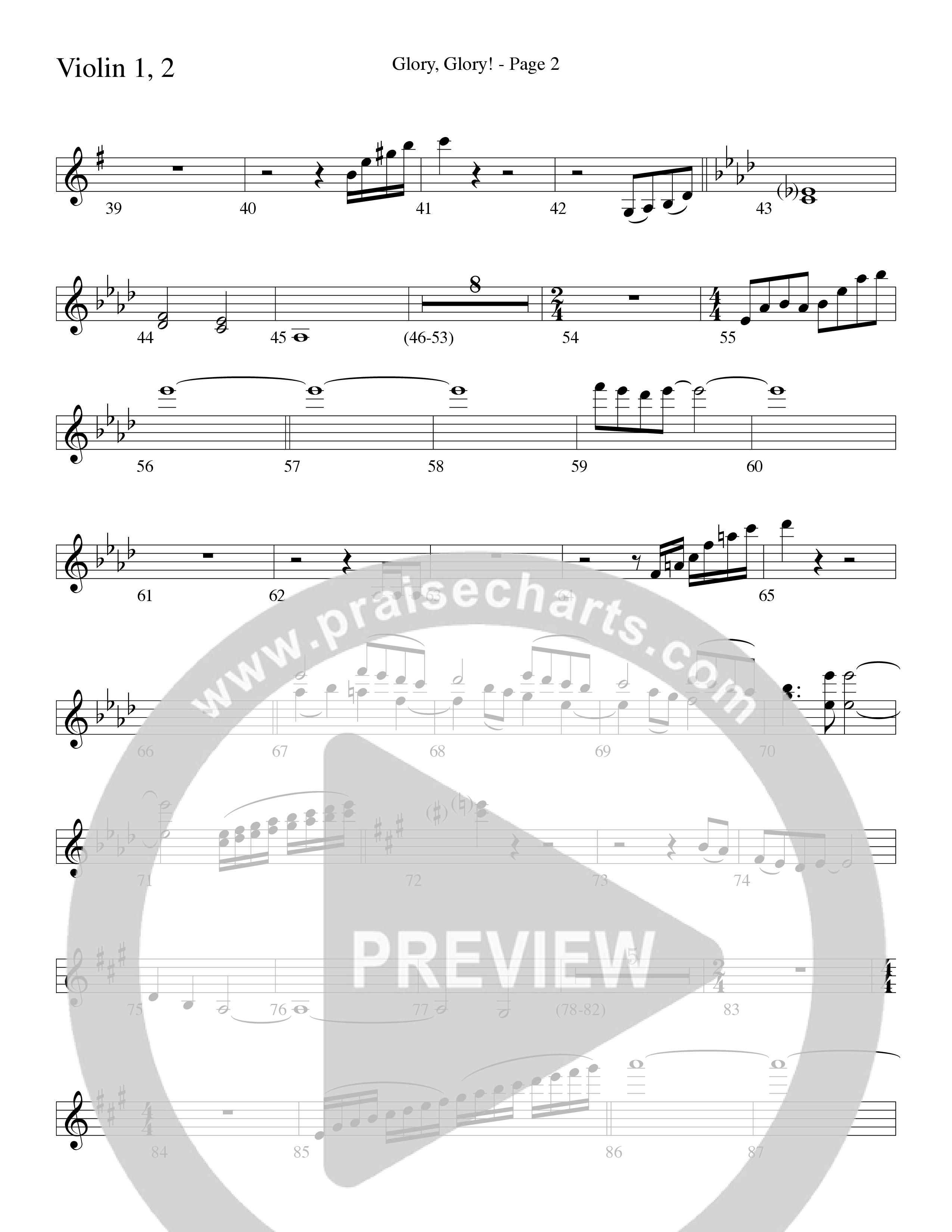 Glory Glory (Choral Anthem SATB) Violin 1/2 (Word Music Choral / Arr. David Clydesdale)