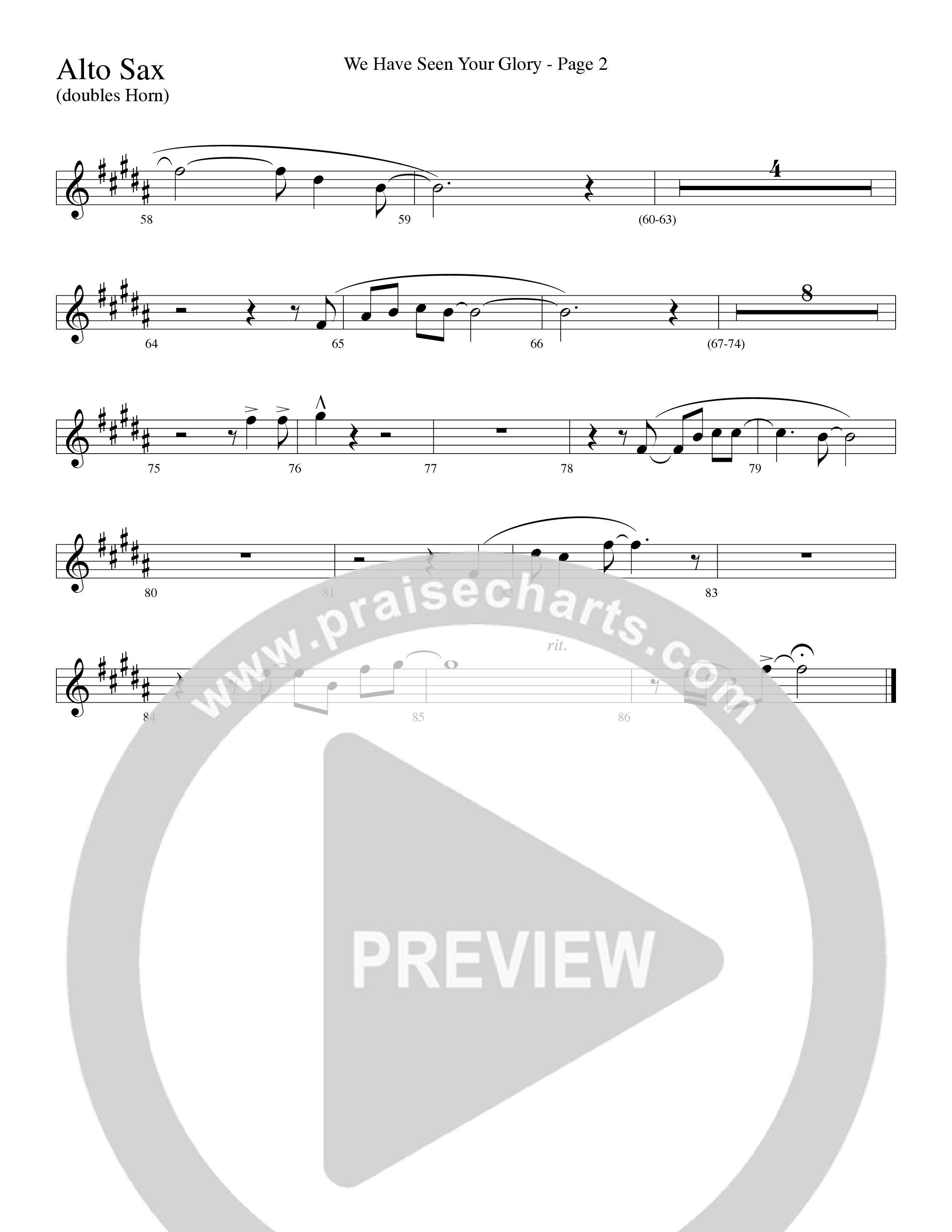 We Have Seen Your Glory (Choral Anthem SATB) Alto Sax (Word Music Choral / Arr. Richard Kingsmore)