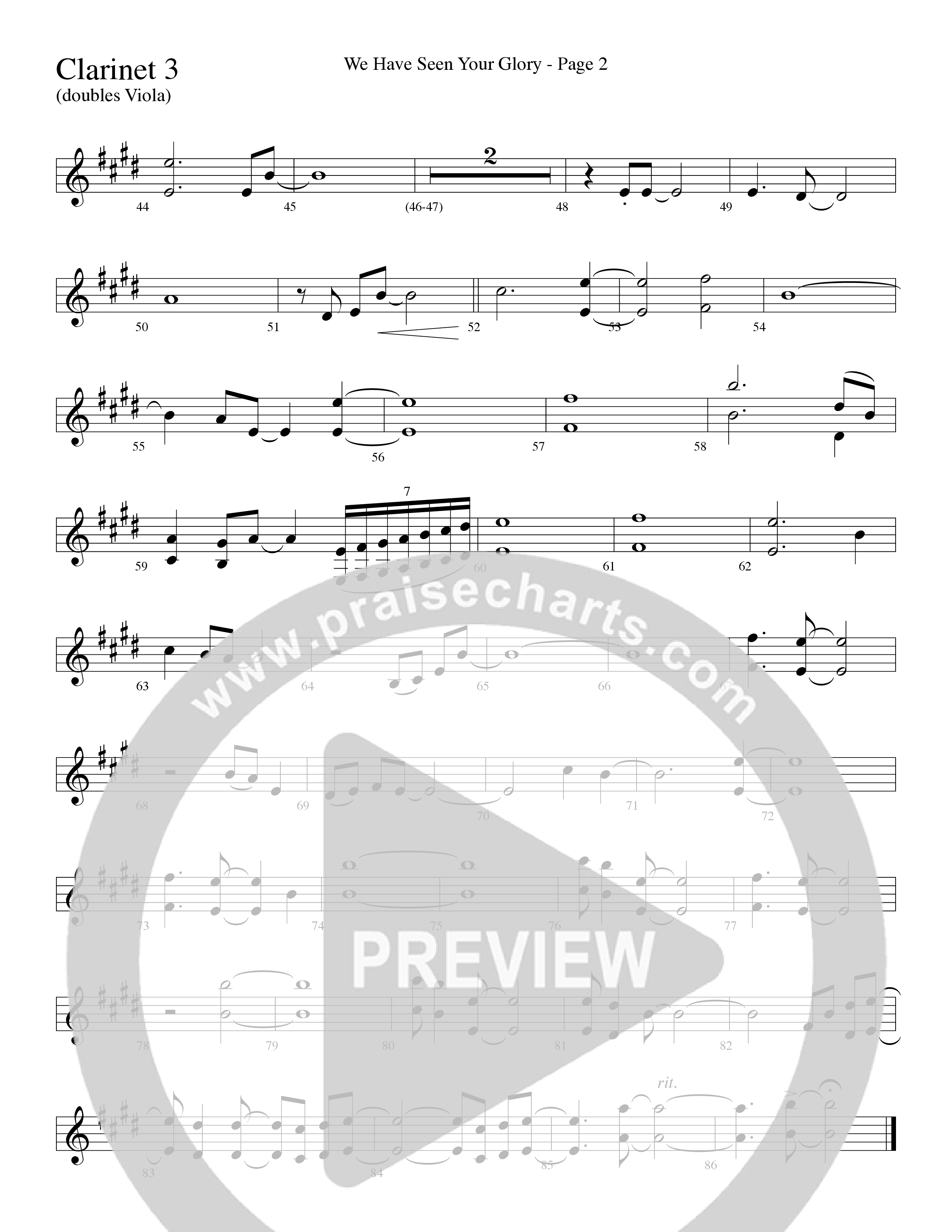 We Have Seen Your Glory (Choral Anthem SATB) Clarinet 3 (Word Music Choral / Arr. Richard Kingsmore)