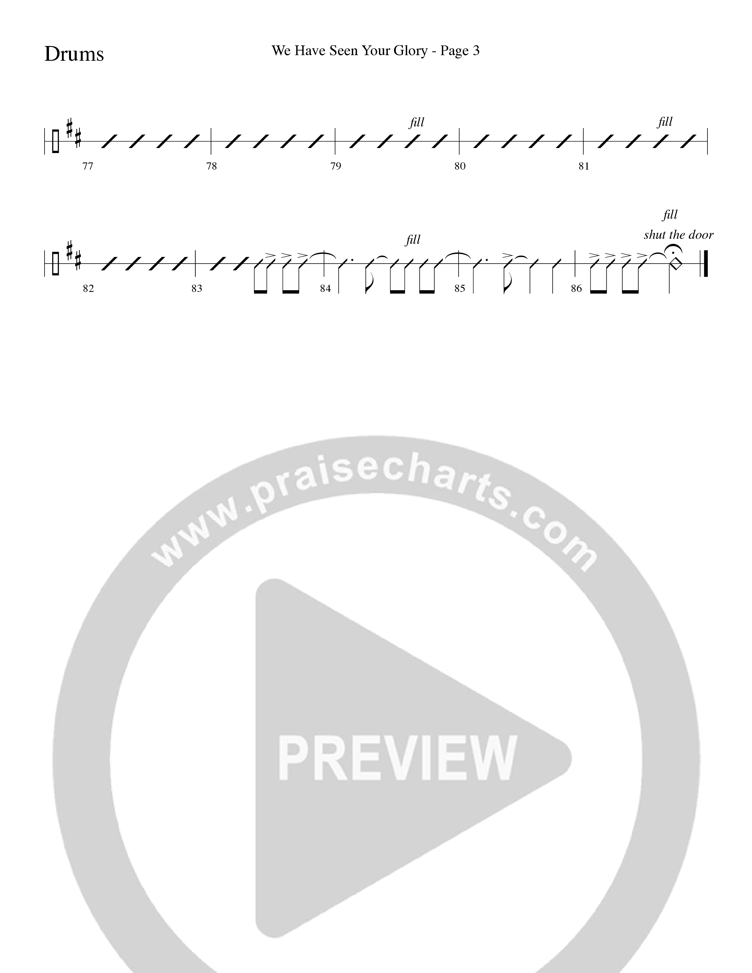 We Have Seen Your Glory (Choral Anthem SATB) Drum Set (Word Music Choral / Arr. Richard Kingsmore)