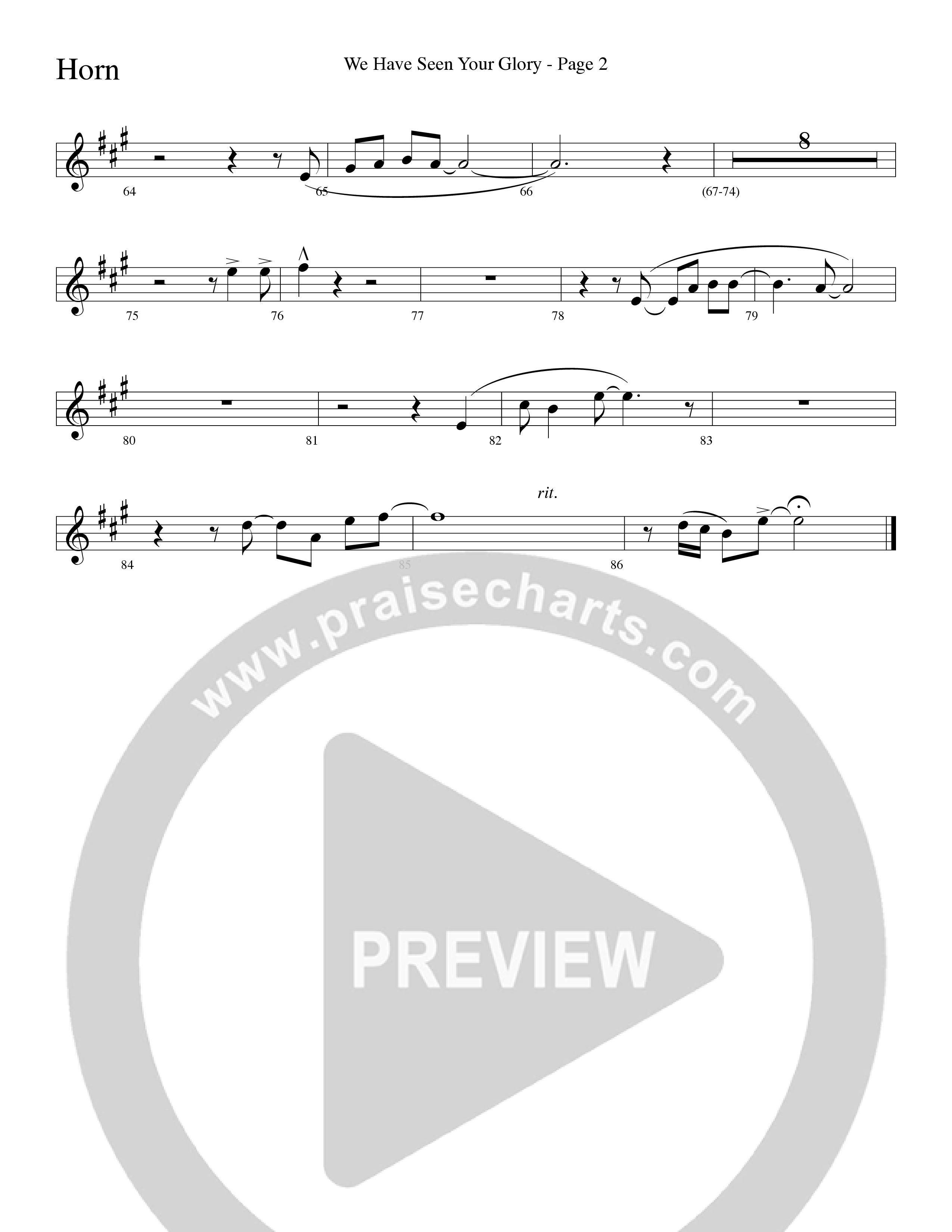 We Have Seen Your Glory (Choral Anthem SATB) French Horn (Word Music Choral / Arr. Richard Kingsmore)