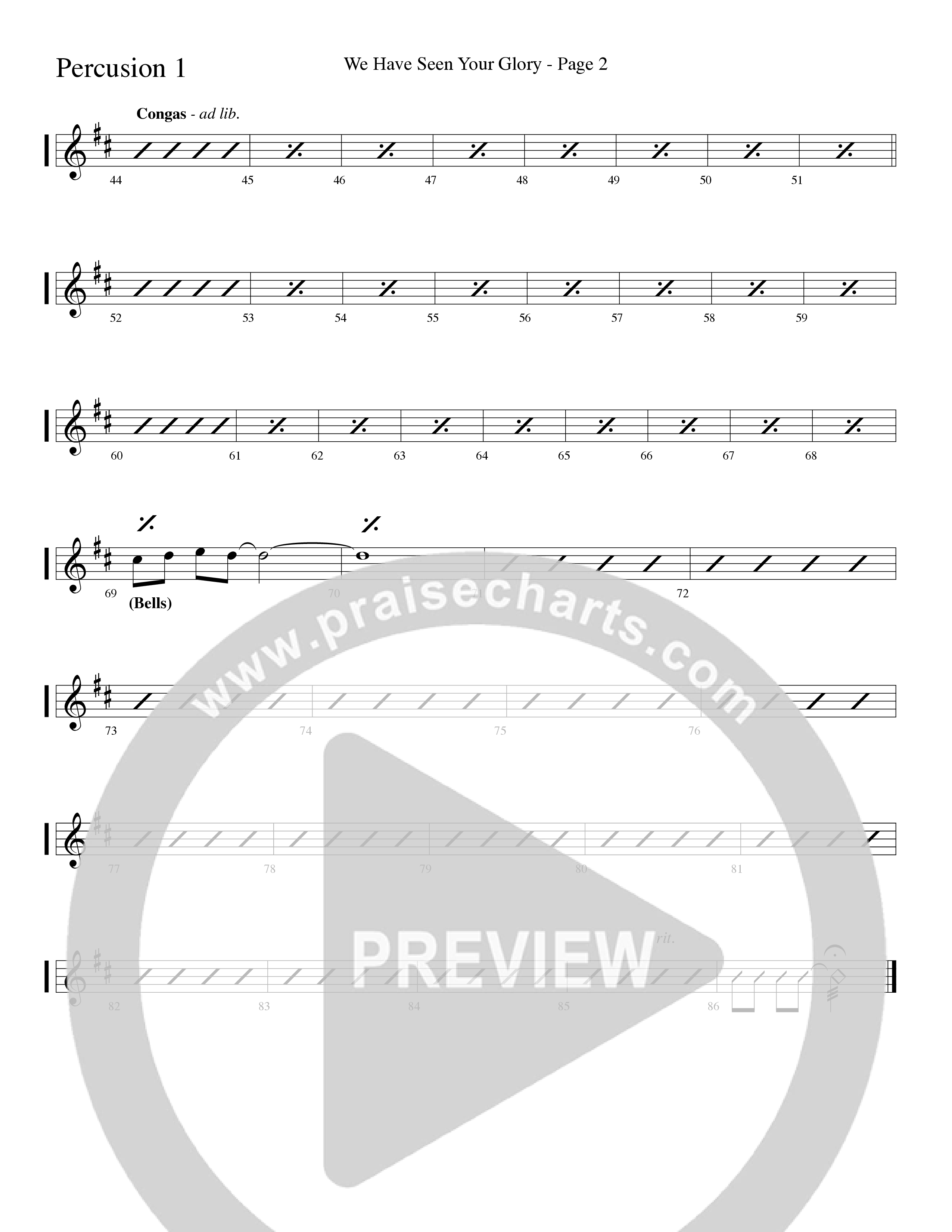 We Have Seen Your Glory (Choral Anthem SATB) Percussion (Word Music Choral / Arr. Richard Kingsmore)