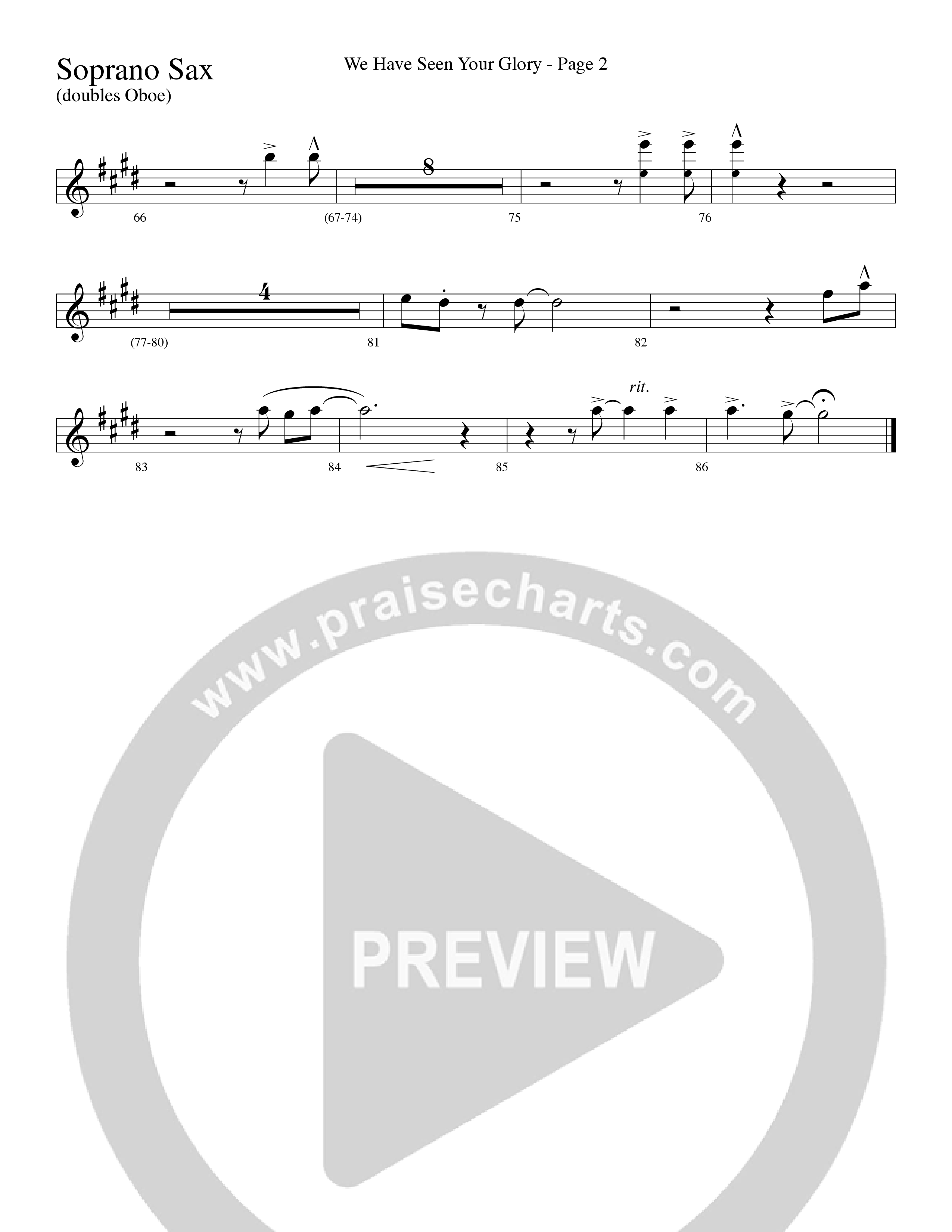 We Have Seen Your Glory (Choral Anthem SATB) Soprano Sax (Word Music Choral / Arr. Richard Kingsmore)