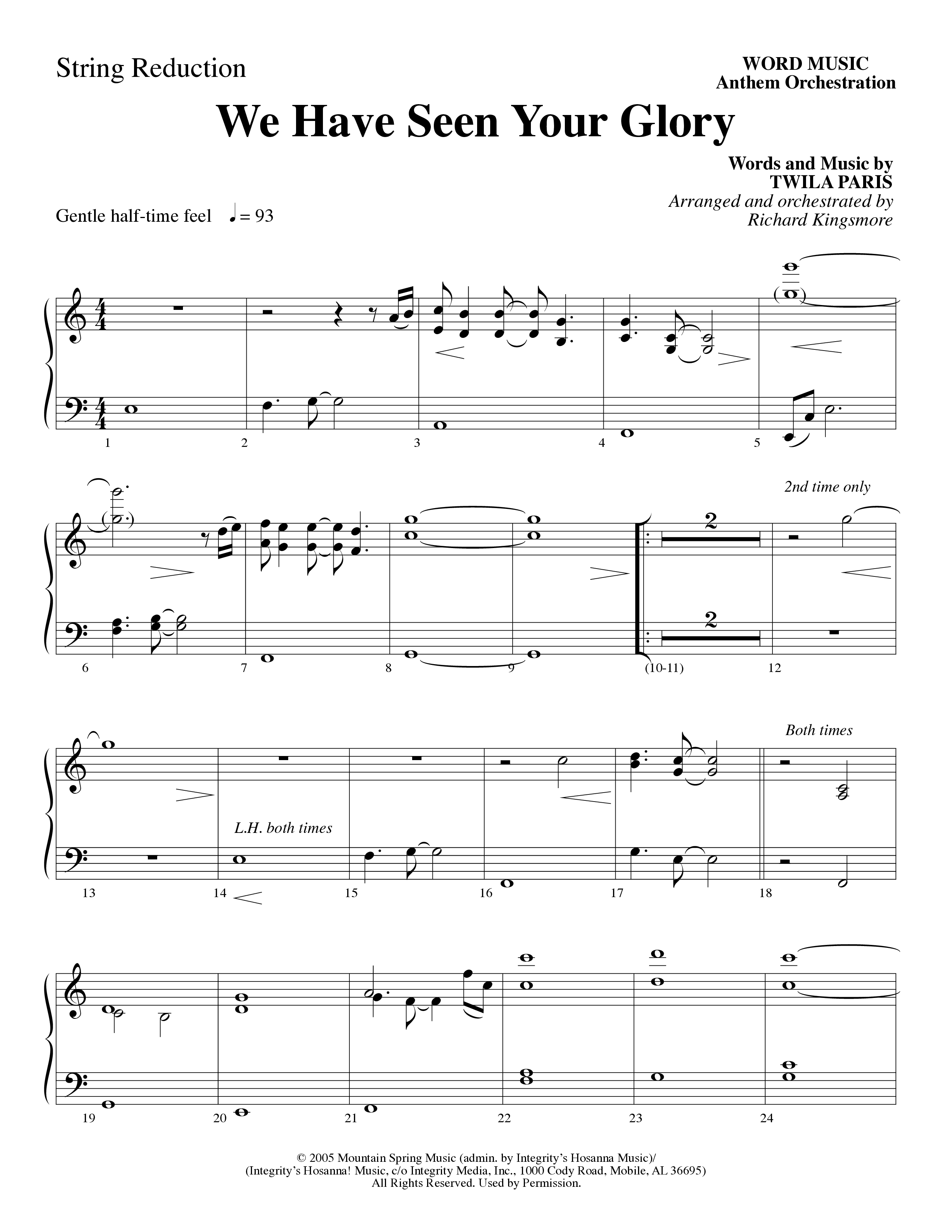 We Have Seen Your Glory (Choral Anthem SATB) String Reduction (Word Music Choral / Arr. Richard Kingsmore)