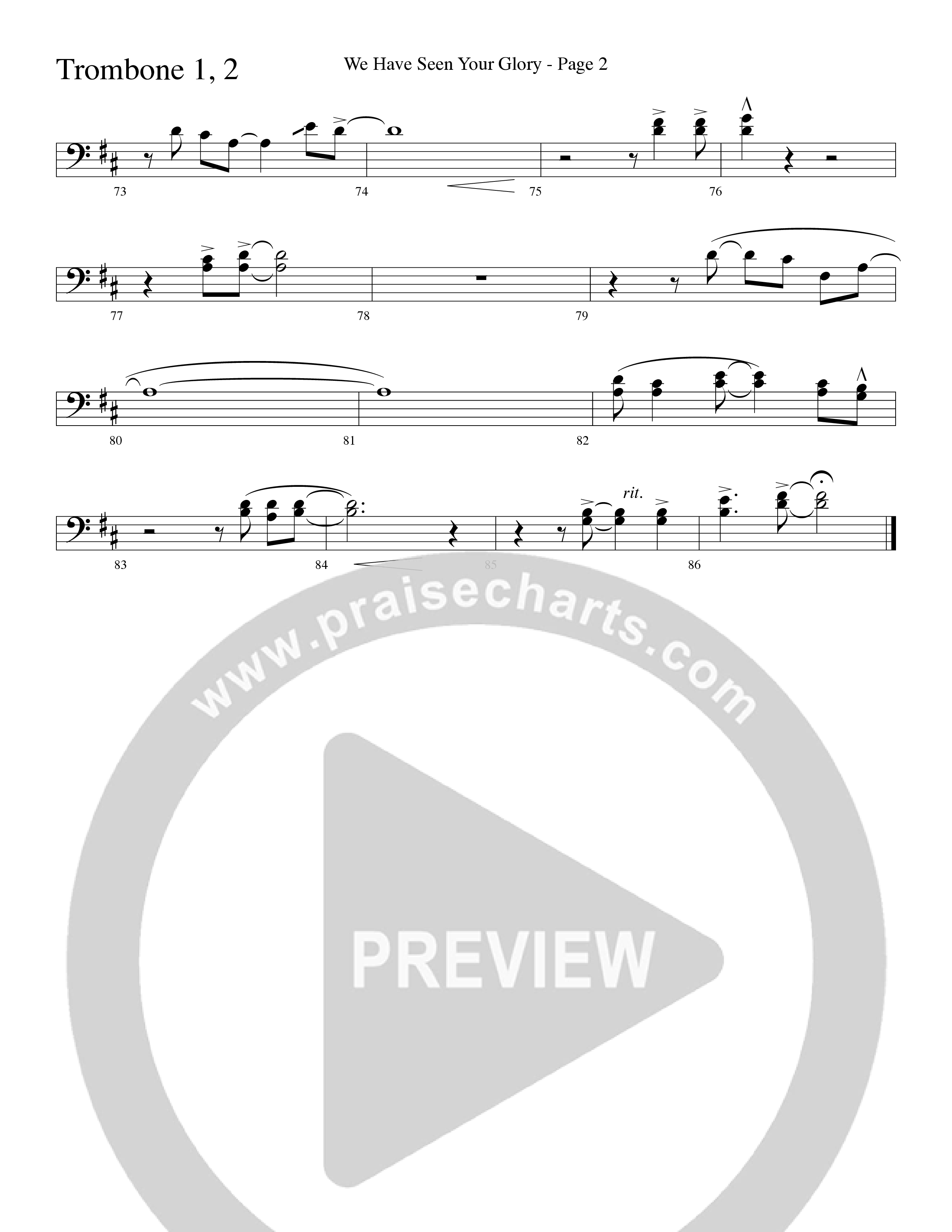 We Have Seen Your Glory (Choral Anthem SATB) Trombone 1/2 (Word Music Choral / Arr. Richard Kingsmore)