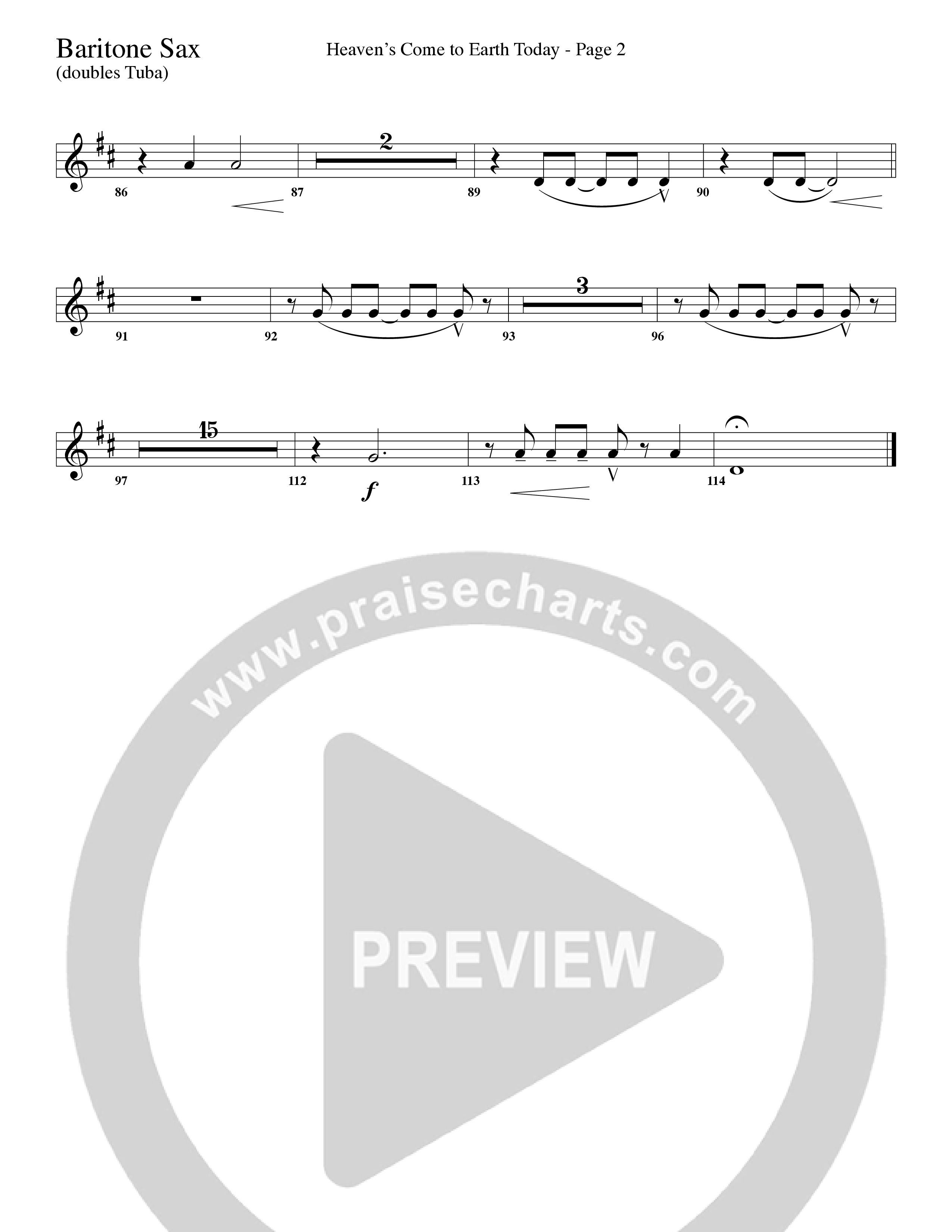 Heaven's Come To Earth Today (Choral Anthem SATB) Bari Sax (Word Music Choral / Arr. Camp Kirkland)