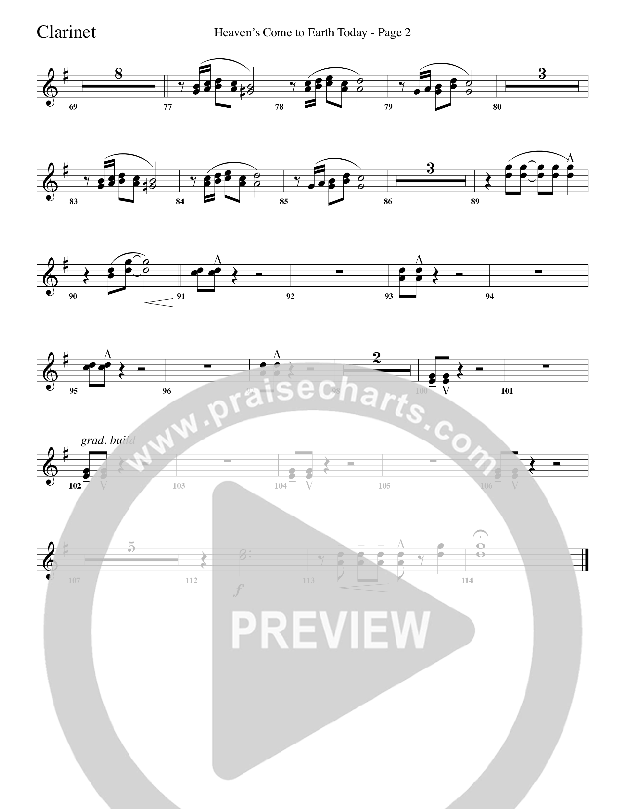 Heaven's Come To Earth Today (Choral Anthem SATB) Clarinet 1/2 (Word Music Choral / Arr. Camp Kirkland)