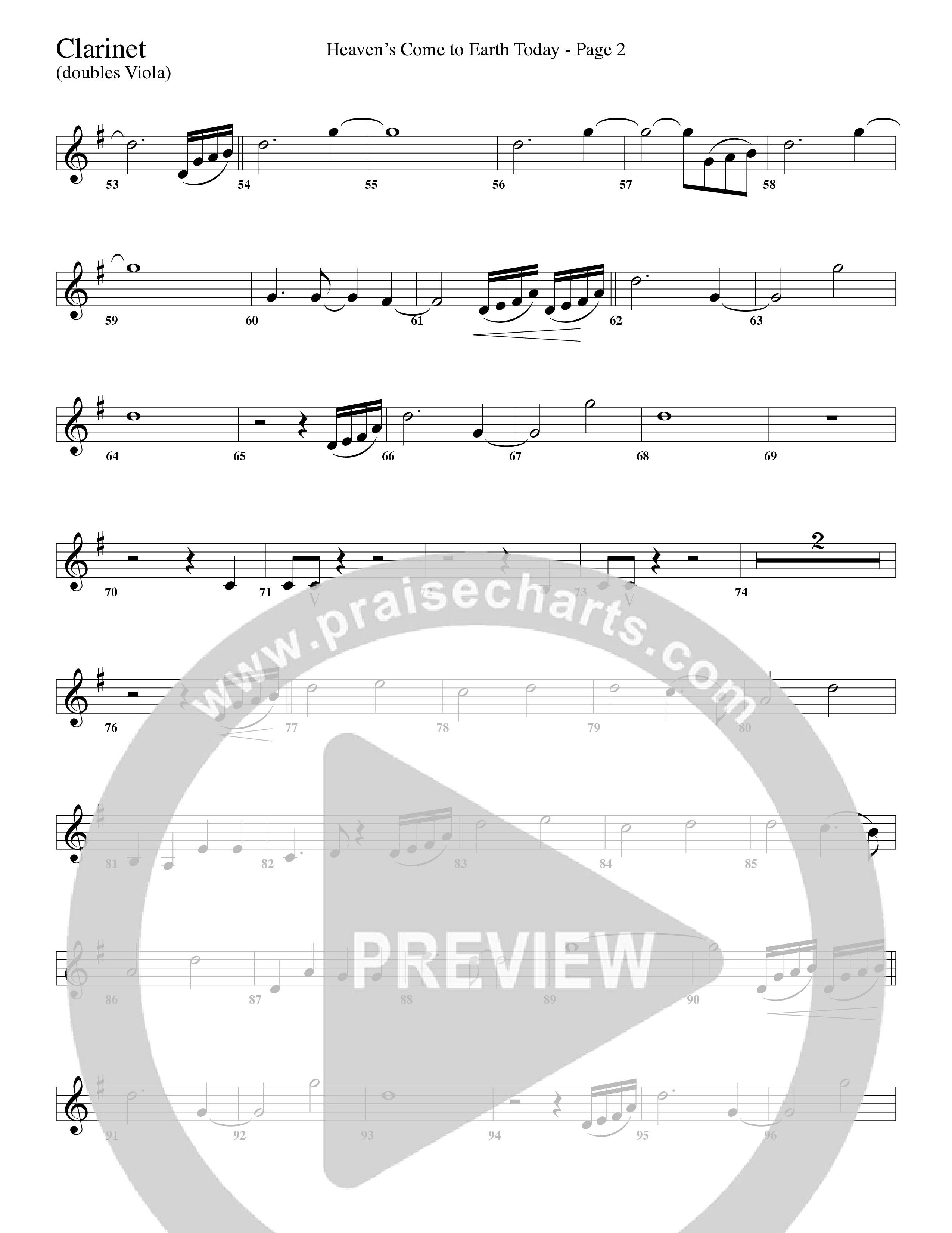 Heaven's Come To Earth Today (Choral Anthem SATB) Clarinet (Word Music Choral / Arr. Camp Kirkland)