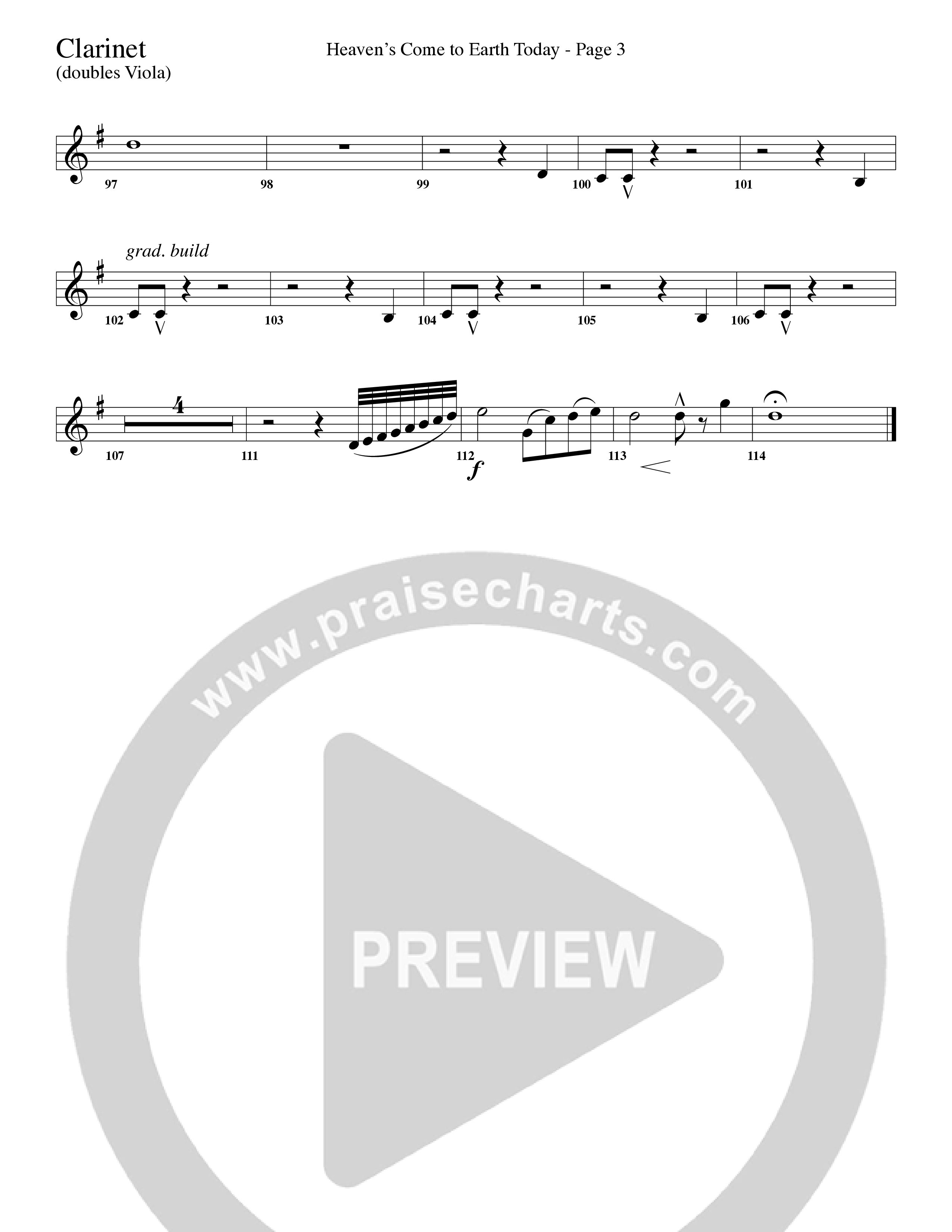 Heaven's Come To Earth Today (Choral Anthem SATB) Clarinet (Word Music Choral / Arr. Camp Kirkland)