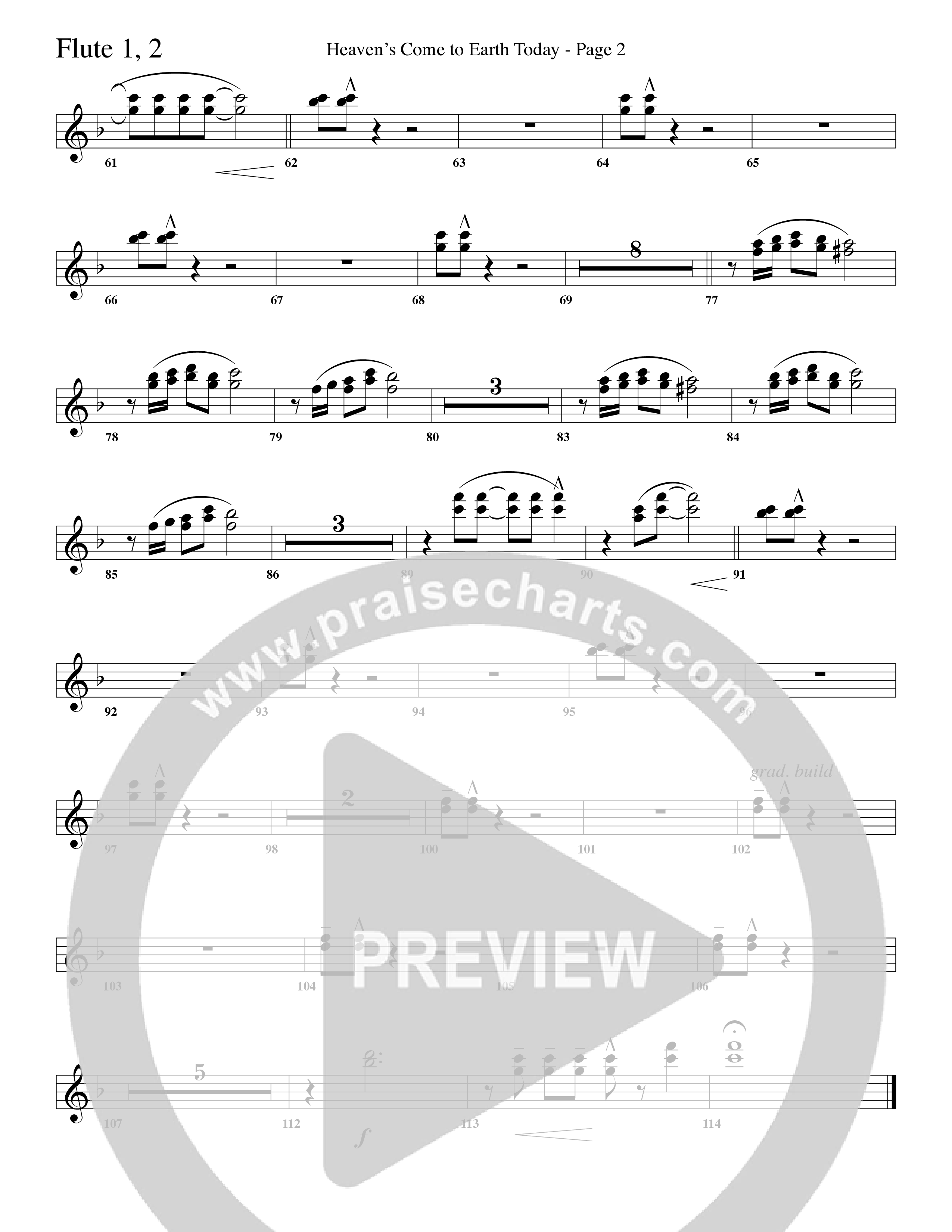 Heaven's Come To Earth Today (Choral Anthem SATB) Flute 1/2 (Word Music Choral / Arr. Camp Kirkland)