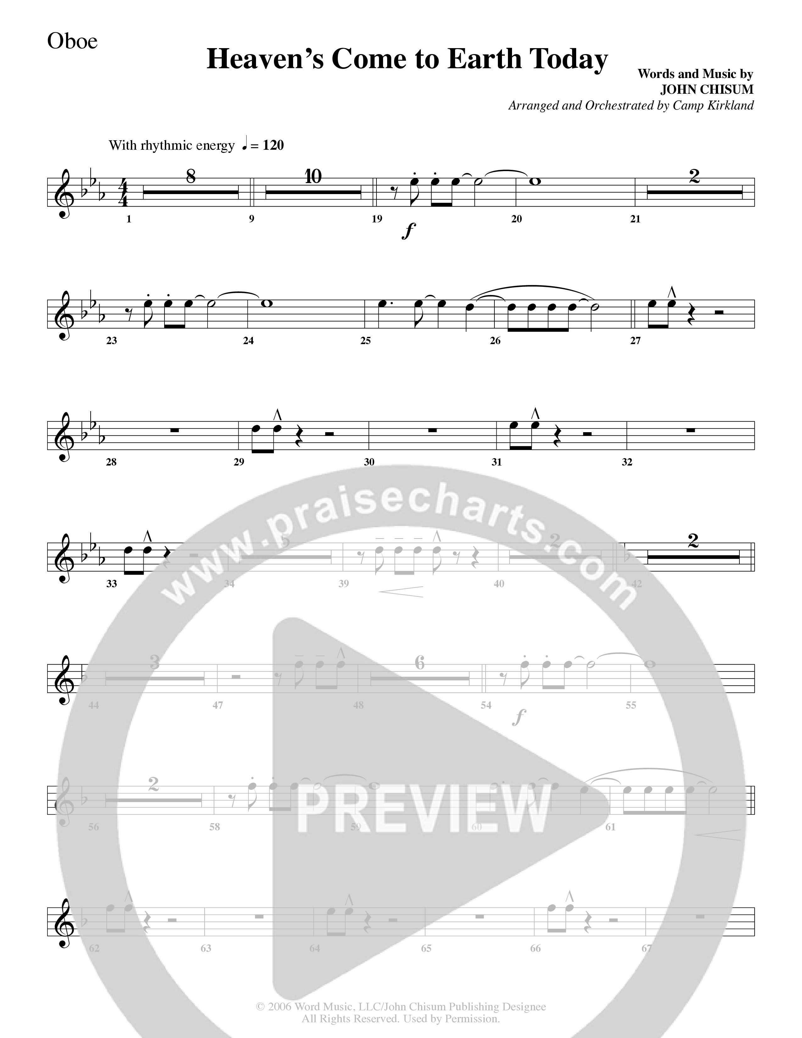 Heaven's Come To Earth Today (Choral Anthem SATB) Oboe (Word Music Choral / Arr. Camp Kirkland)