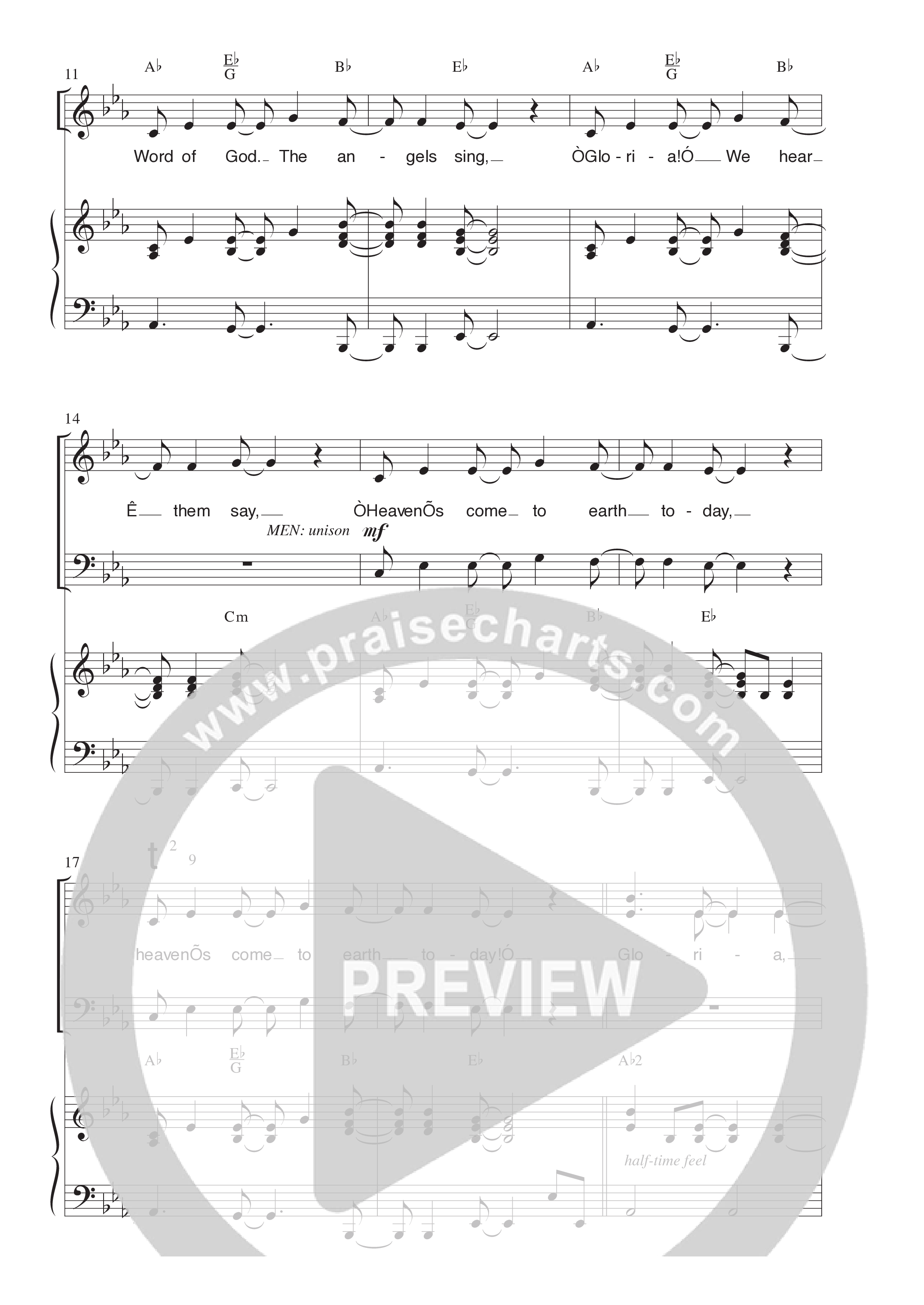 Heaven's Come To Earth Today (Choral Anthem SATB) Anthem (SATB/Piano) (Word Music Choral / Arr. Camp Kirkland)