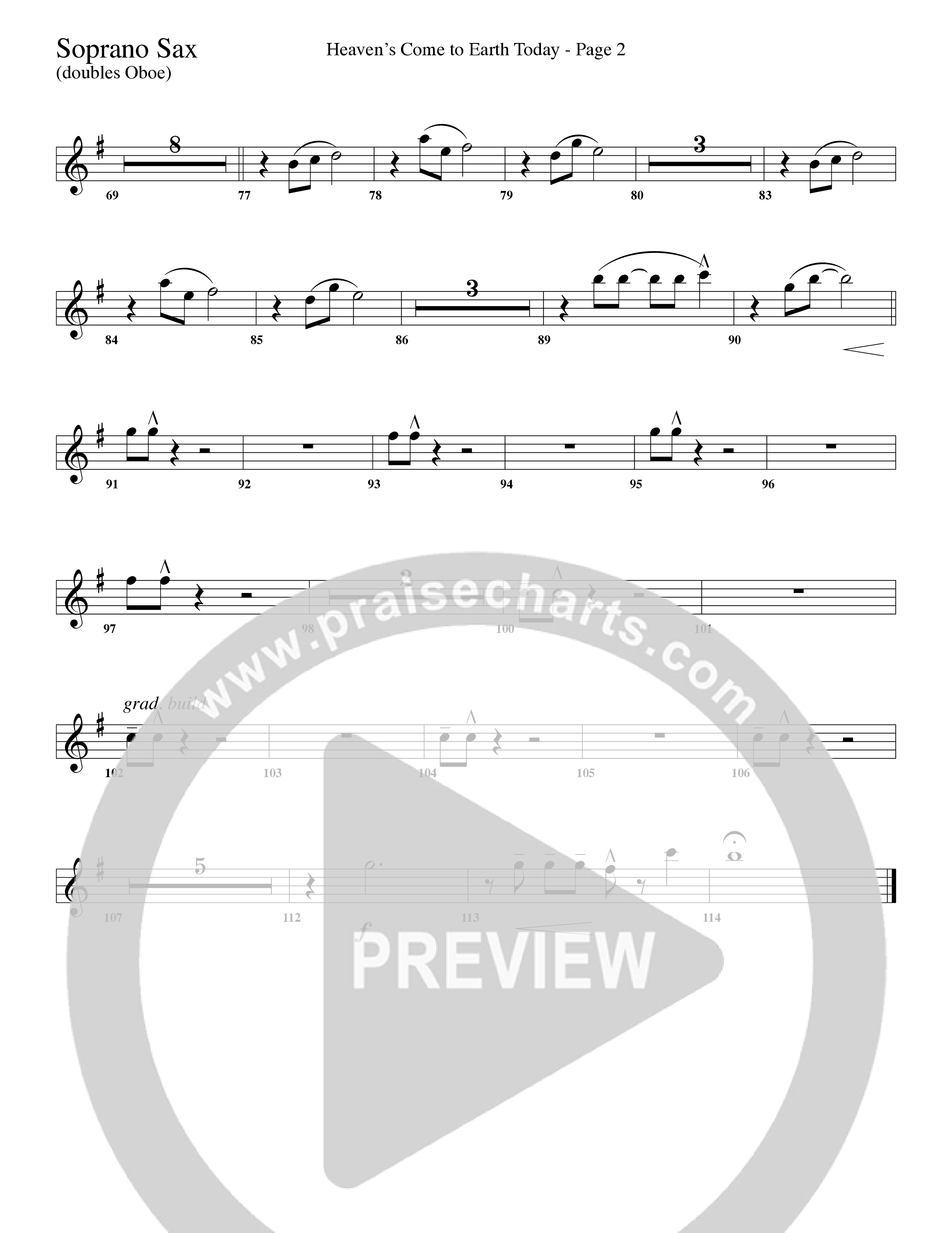 Heaven's Come To Earth Today (Choral Anthem SATB) Soprano Sax (Word Music Choral / Arr. Camp Kirkland)