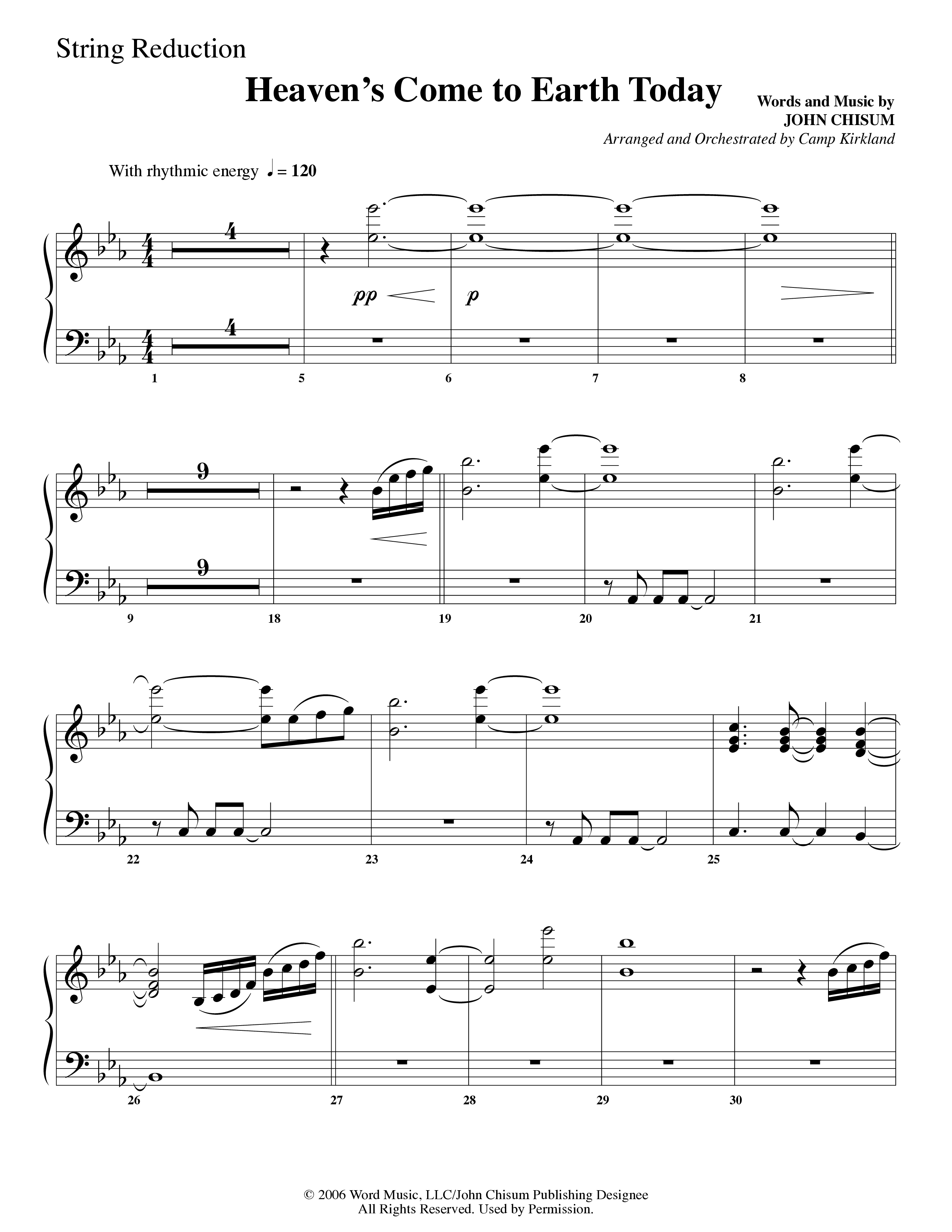 Heaven's Come To Earth Today (Choral Anthem SATB) String Reduction (Word Music Choral / Arr. Camp Kirkland)
