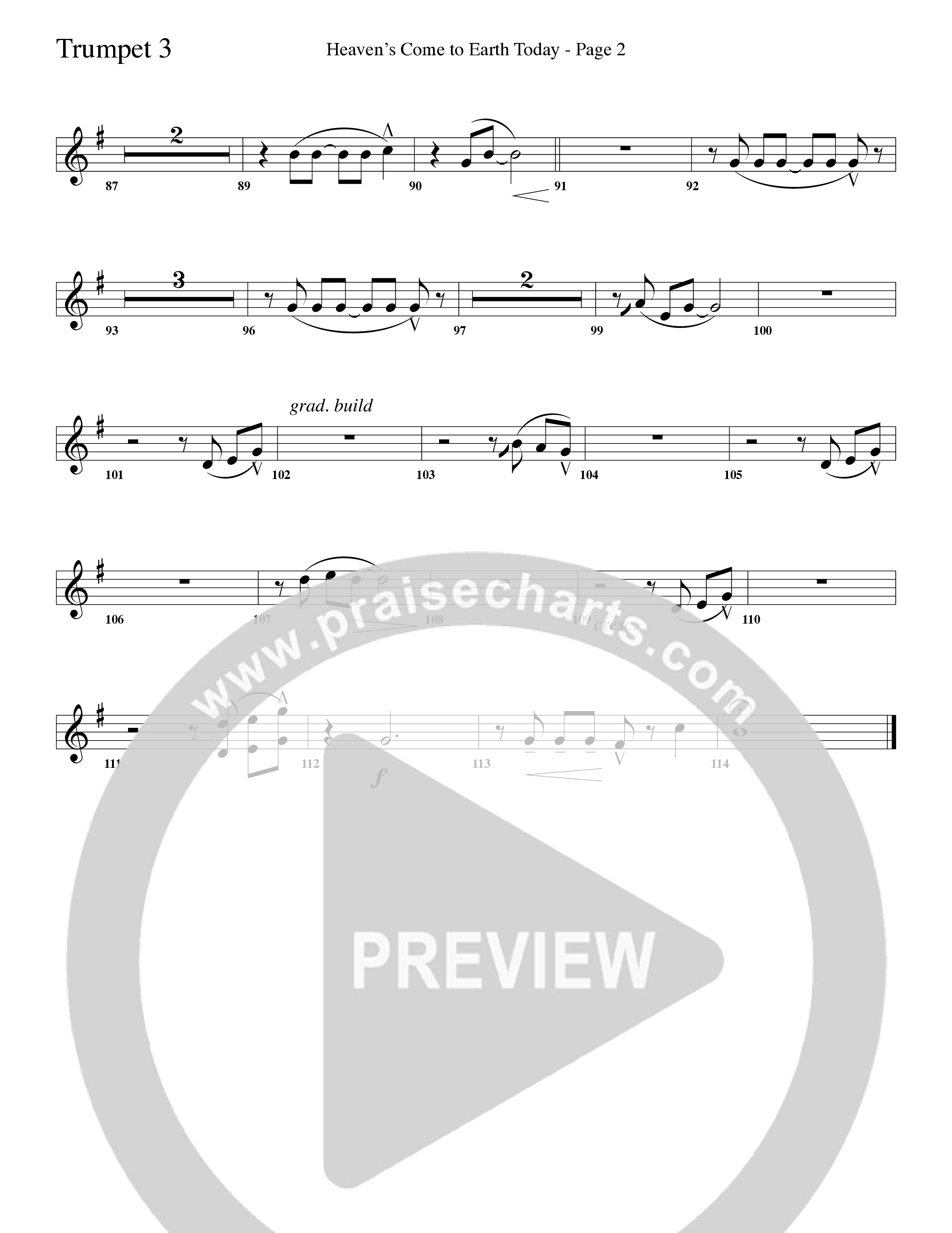 Heaven's Come To Earth Today (Choral Anthem SATB) Trumpet 3 (Word Music Choral / Arr. Camp Kirkland)
