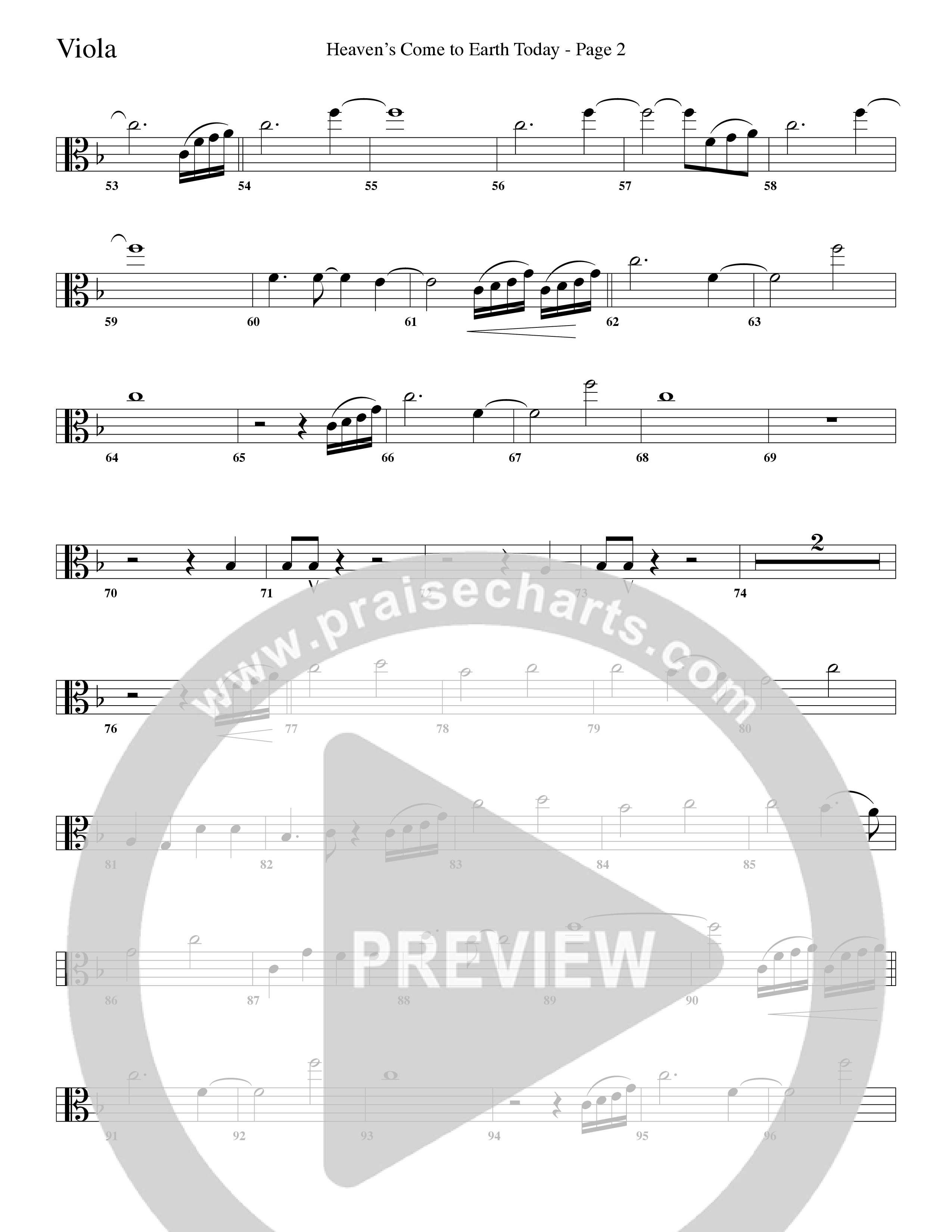 Heaven's Come To Earth Today (Choral Anthem SATB) Viola (Word Music Choral / Arr. Camp Kirkland)