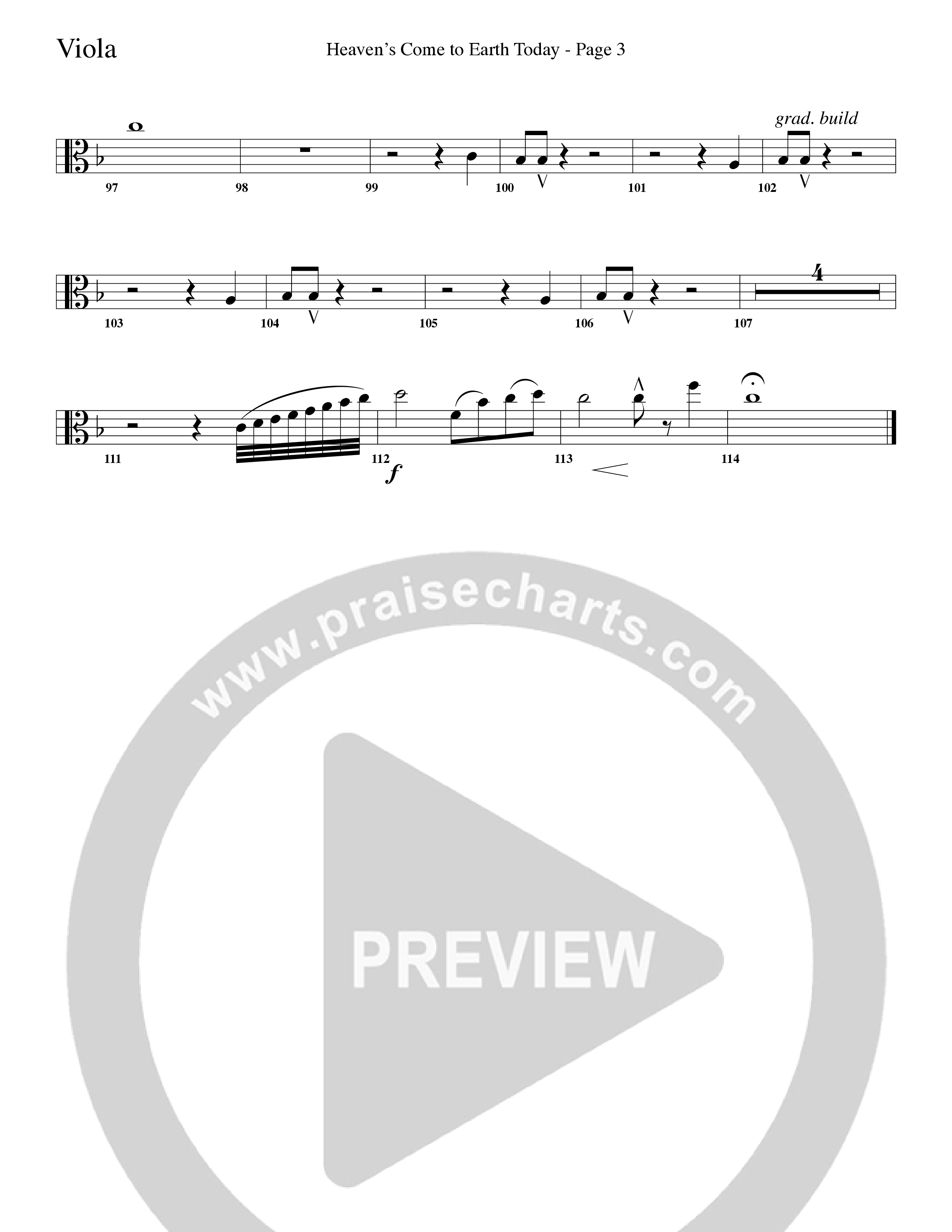 Heaven's Come To Earth Today (Choral Anthem SATB) Viola (Word Music Choral / Arr. Camp Kirkland)