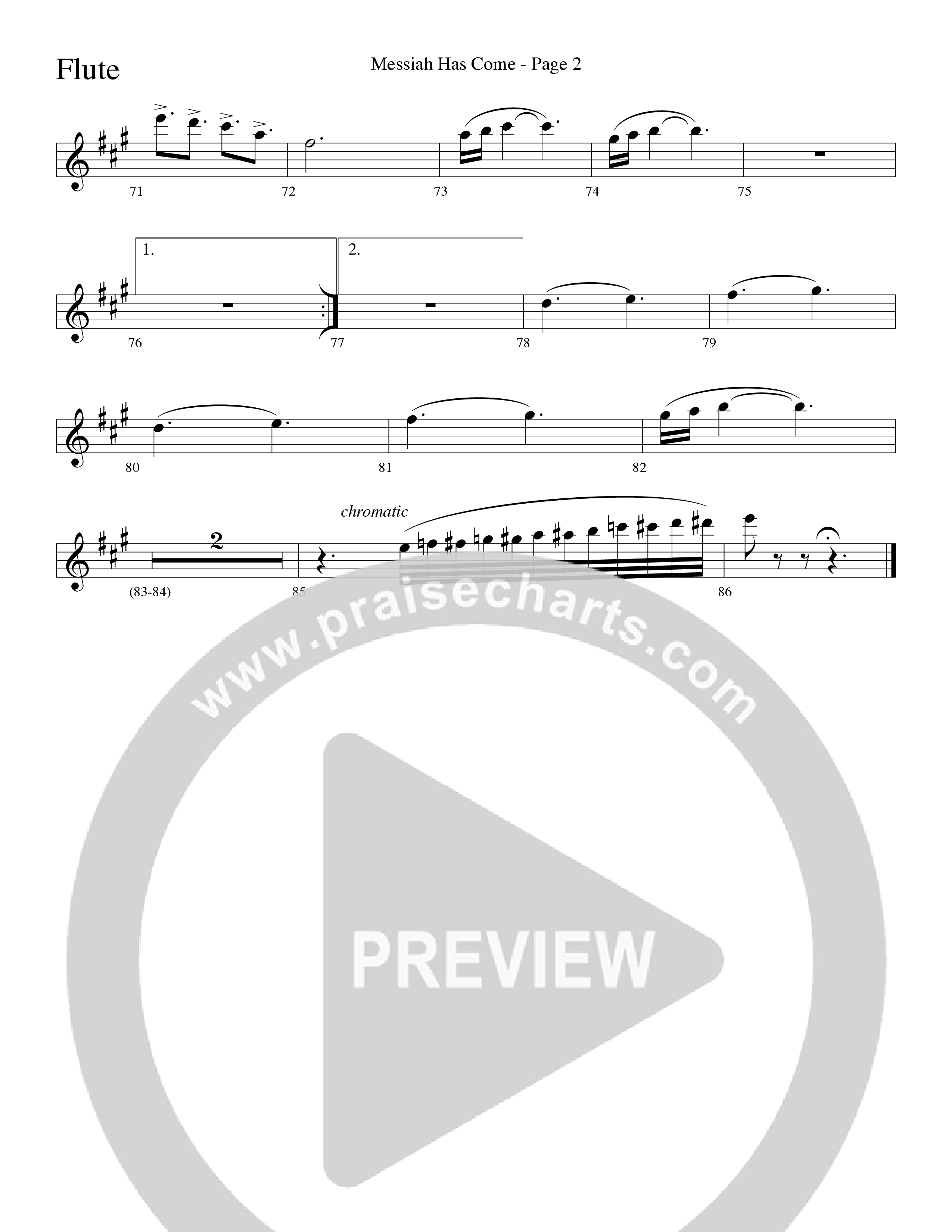 Messiah Has Come (Choral Anthem SATB) Flute (Word Music Choral / Arr. Dave Williamson)