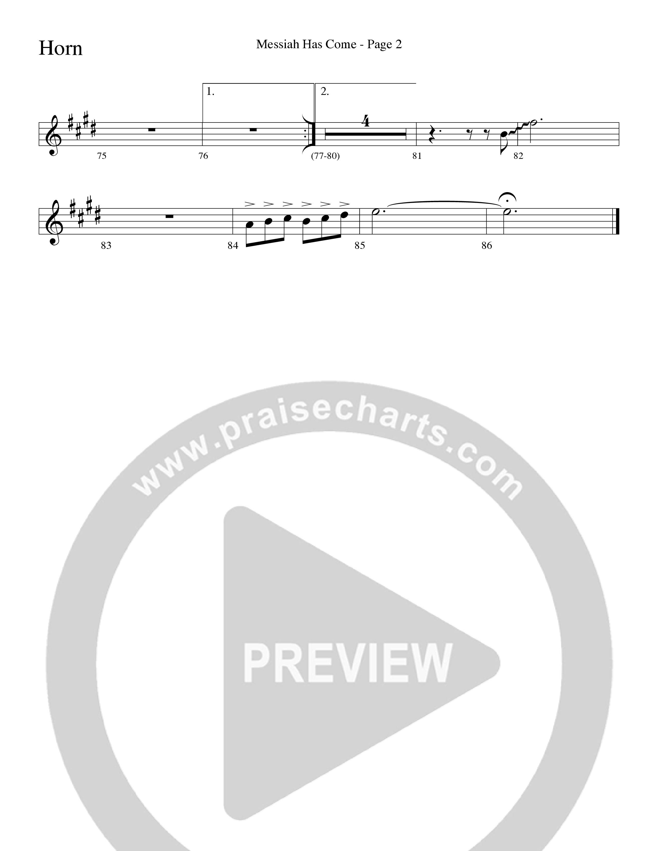 Messiah Has Come (Choral Anthem SATB) French Horn (Word Music Choral / Arr. Dave Williamson)
