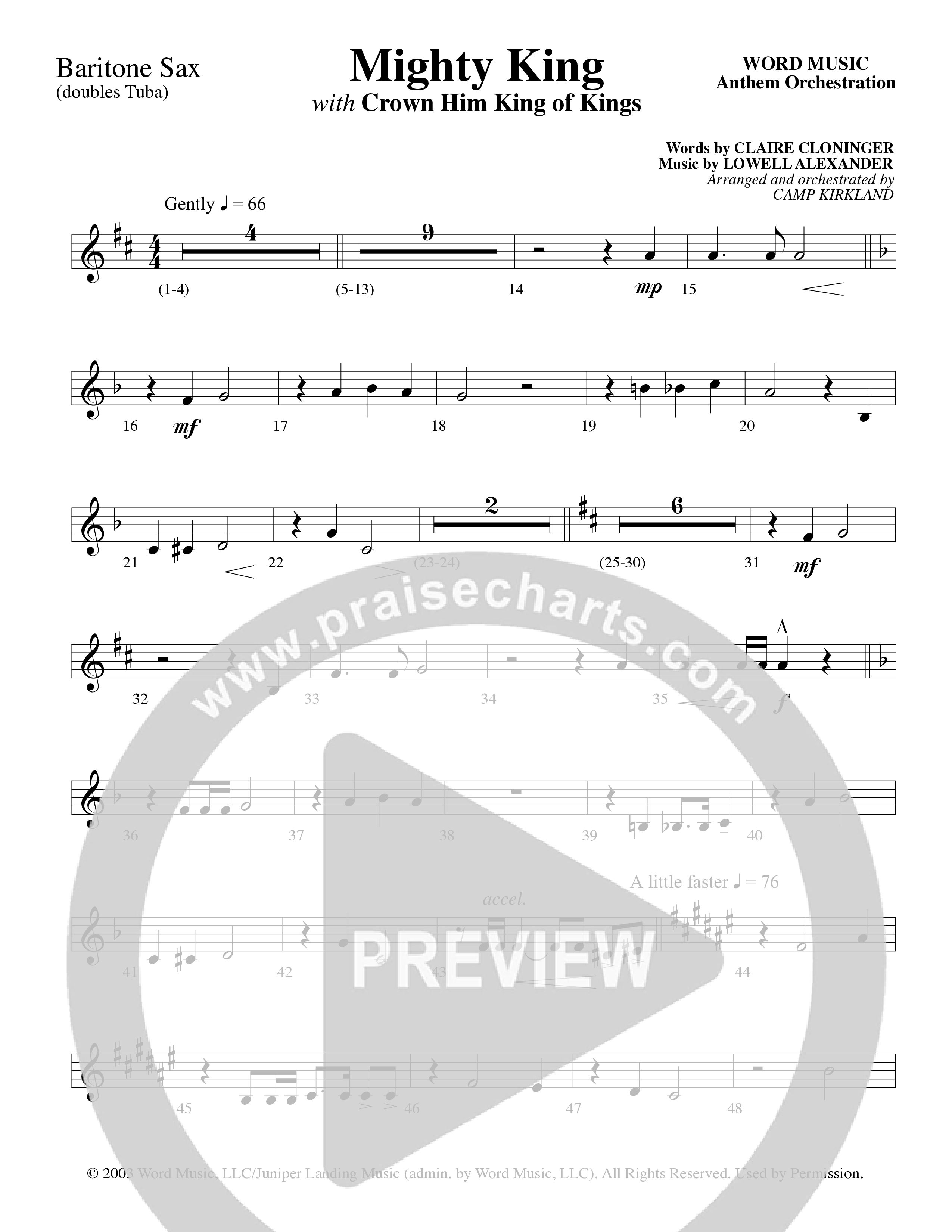 Mighty King (with Crown Him King Of Kings) (Choral Anthem SATB) Bari Sax (Word Music Choral / Arr. Dave Williamson)