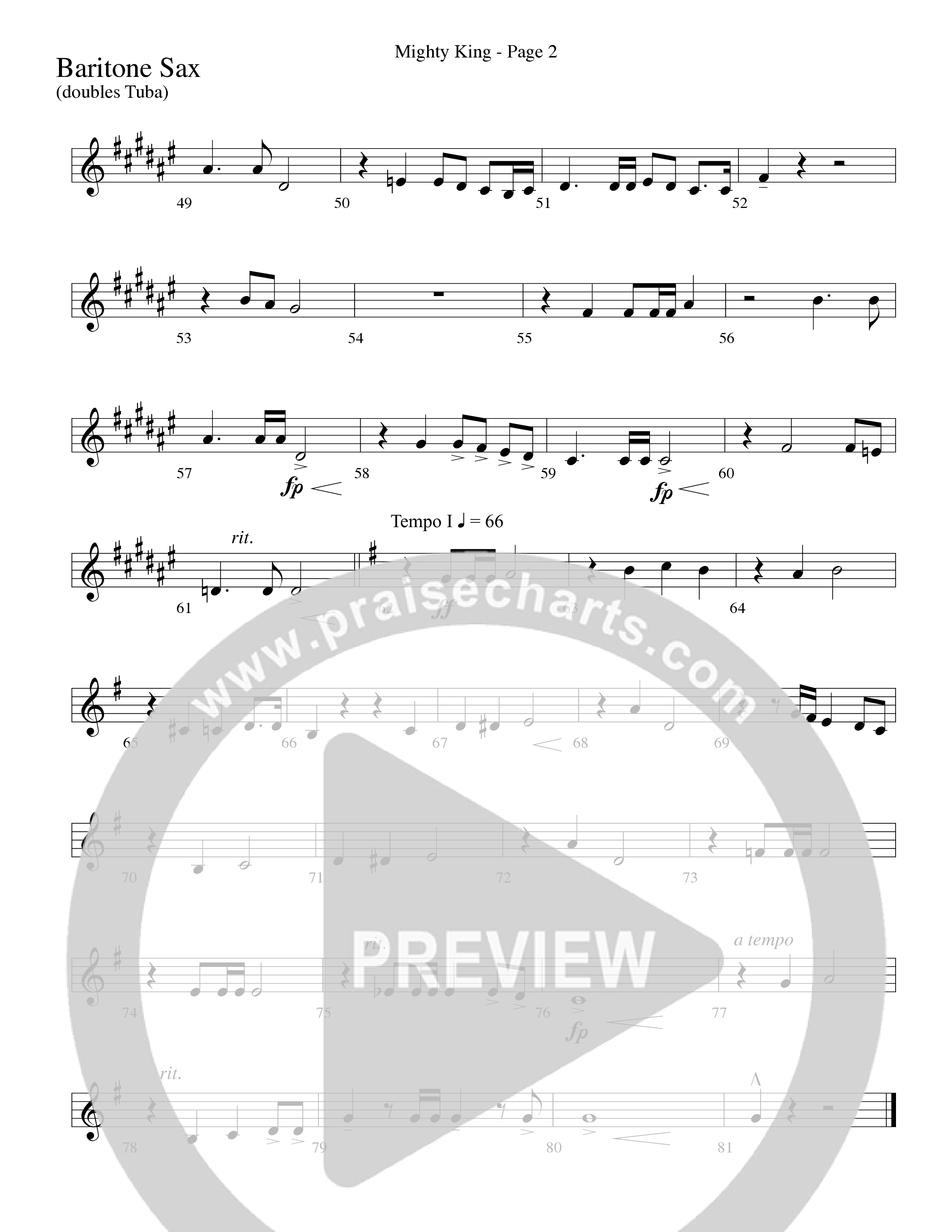 Mighty King (with Crown Him King Of Kings) (Choral Anthem SATB) Bari Sax (Word Music Choral / Arr. Dave Williamson)