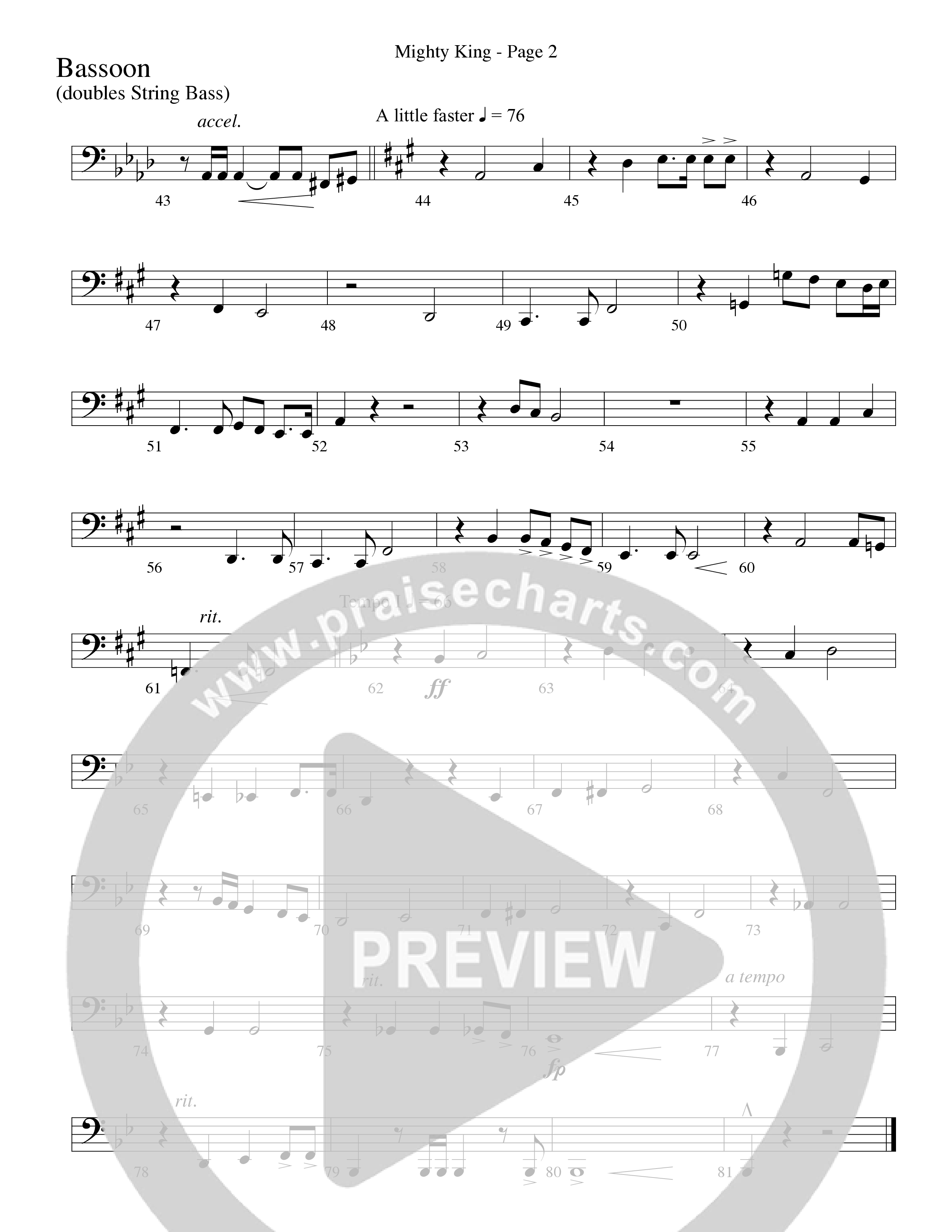 Mighty King (with Crown Him King Of Kings) (Choral Anthem SATB) Bassoon (Word Music Choral / Arr. Dave Williamson)