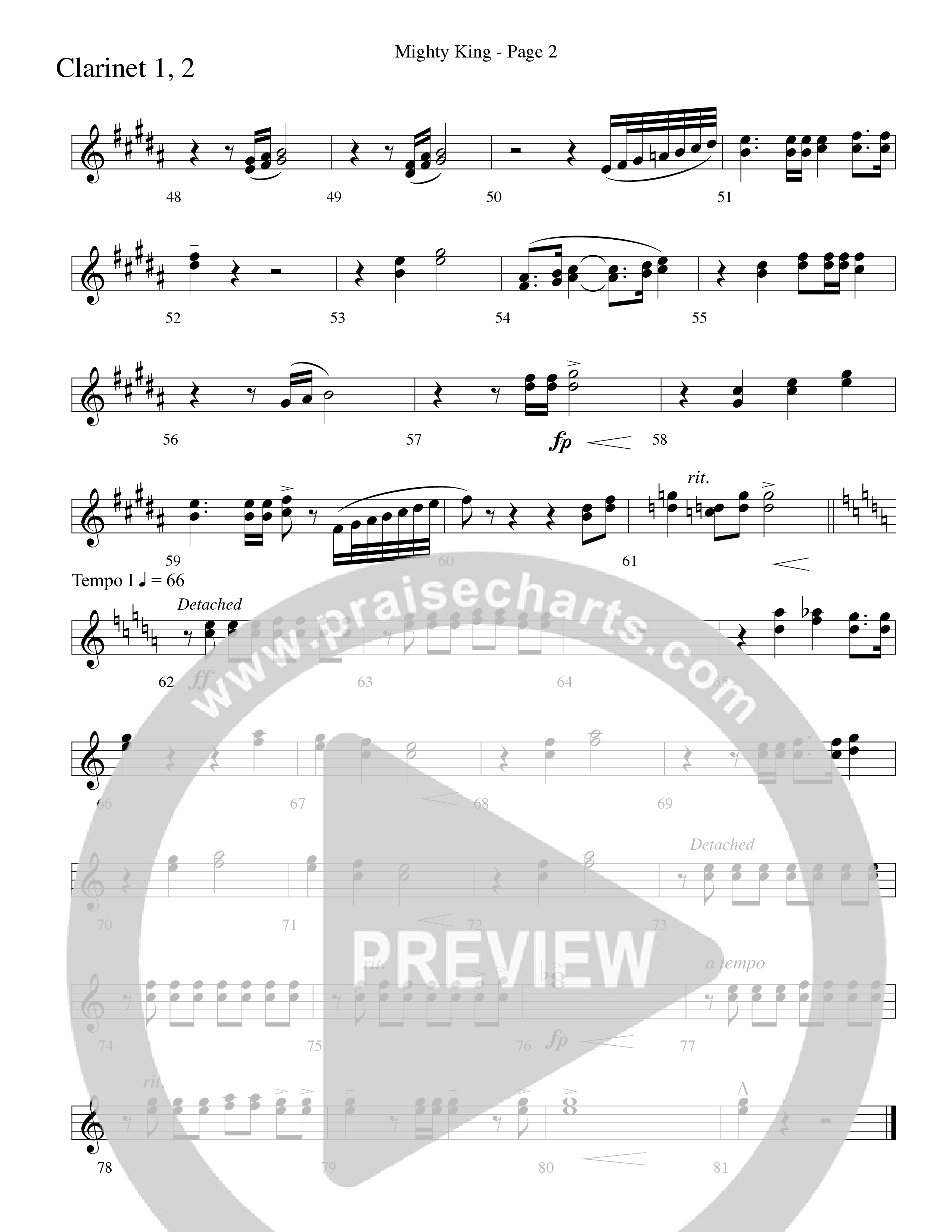 Mighty King (with Crown Him King Of Kings) (Choral Anthem SATB) Clarinet 1/2 (Word Music Choral / Arr. Dave Williamson)