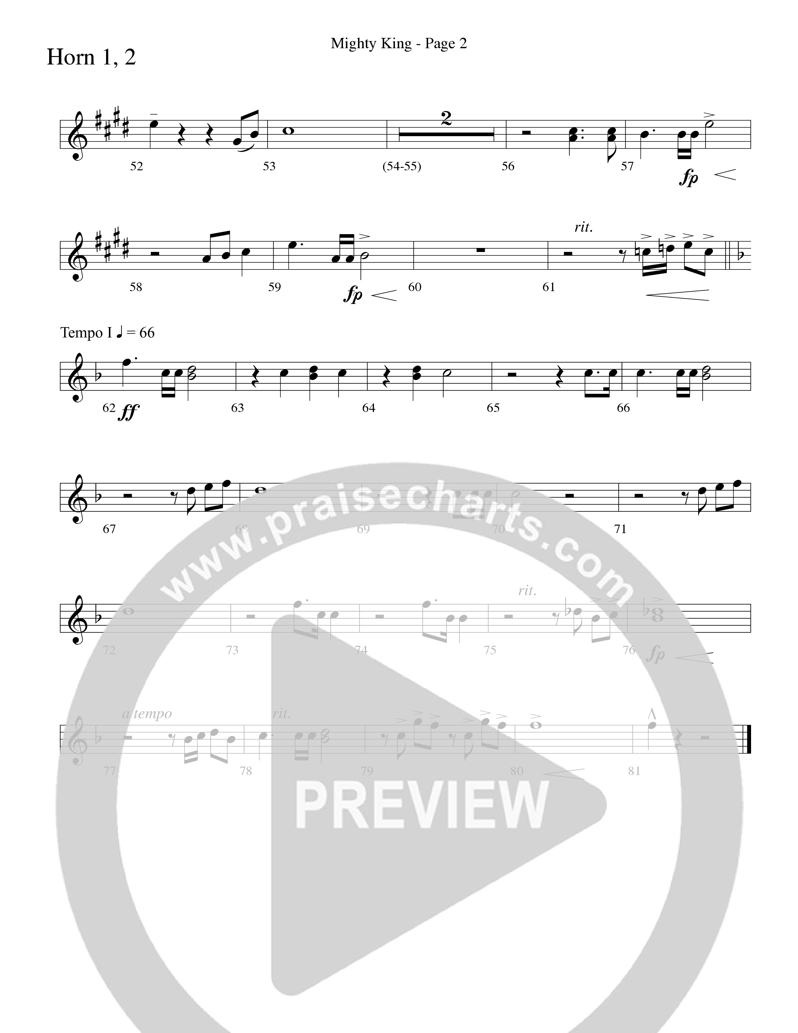 Mighty King (with Crown Him King Of Kings) (Choral Anthem SATB) French Horn 1/2 (Word Music Choral / Arr. Dave Williamson)