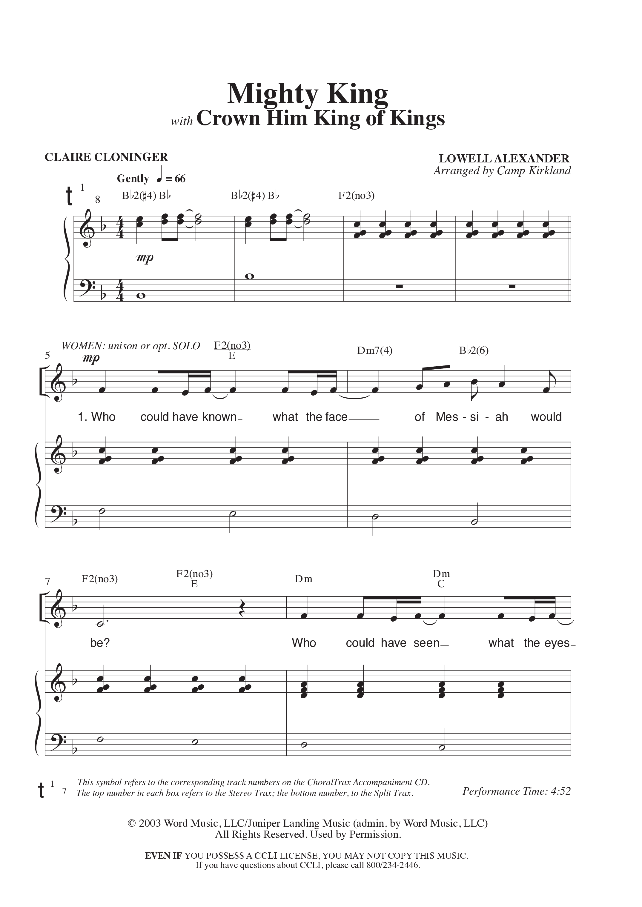 Mighty King (with Crown Him King Of Kings) (Choral Anthem SATB) Anthem (SATB/Piano) (Word Music Choral / Arr. Dave Williamson)
