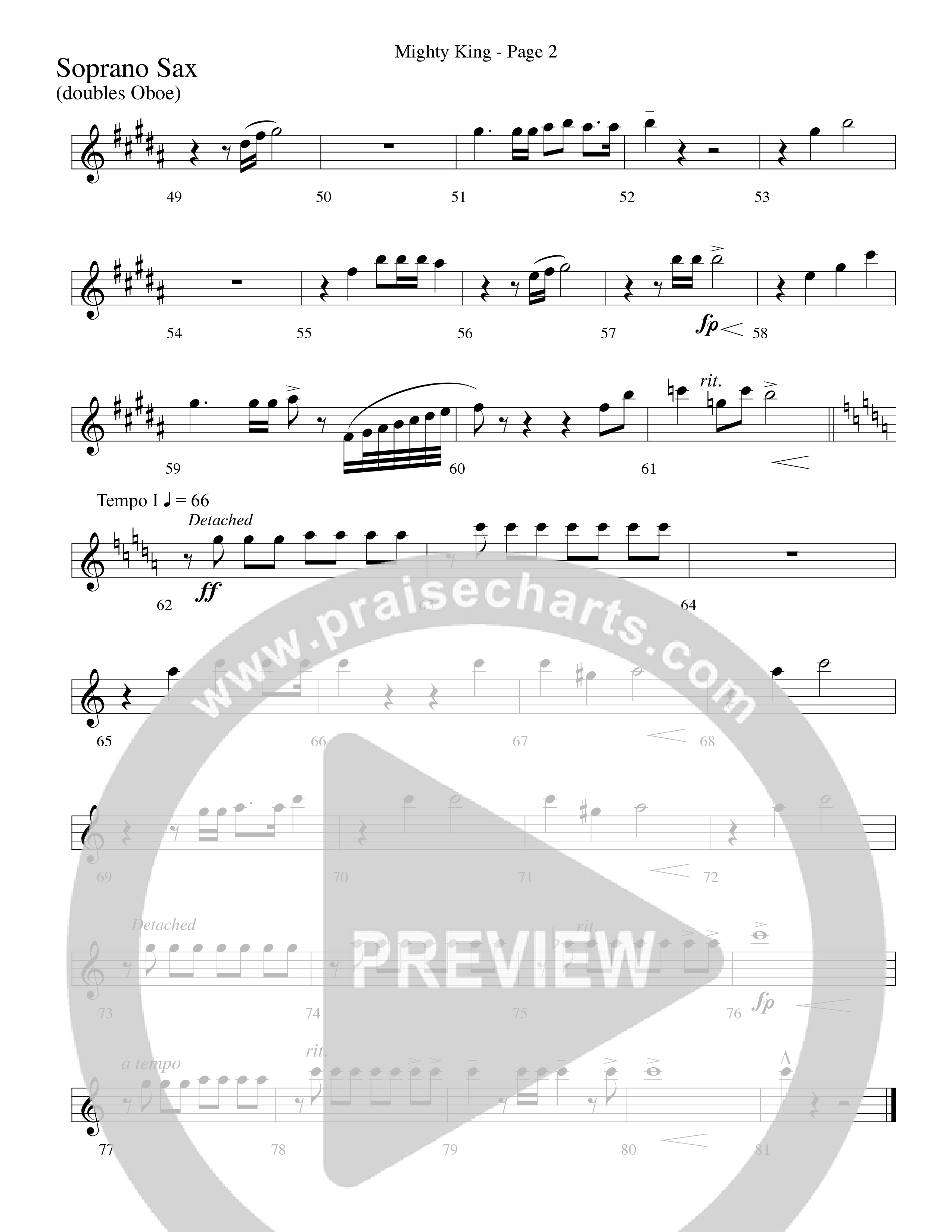 Mighty King (with Crown Him King Of Kings) (Choral Anthem SATB) Soprano Sax (Word Music Choral / Arr. Dave Williamson)