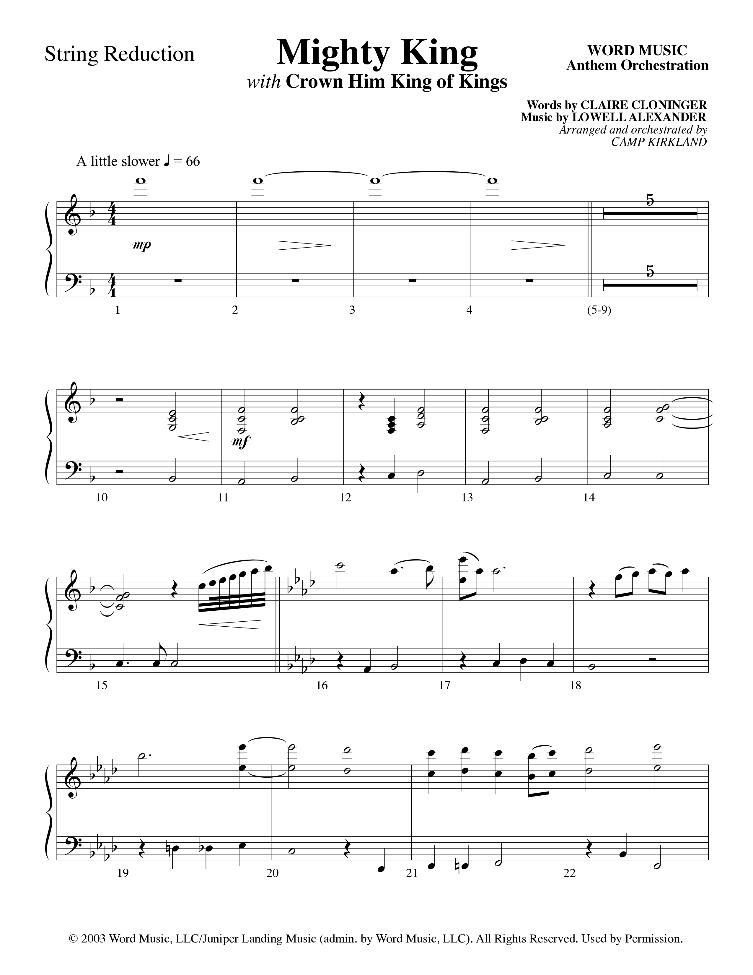 Mighty King (with Crown Him King Of Kings) (Choral Anthem SATB) String Reduction (Word Music Choral / Arr. Dave Williamson)